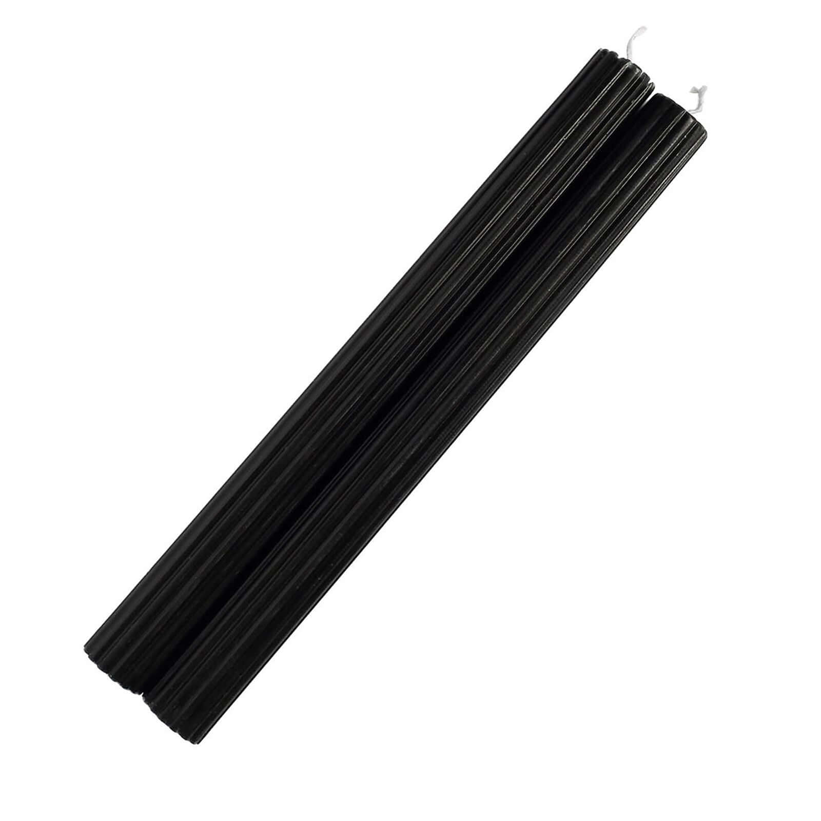 5-Pack Taper Candles Ribbed Wick Ribbon Wax Design Black - Premium Unscented Dinner Candles 9