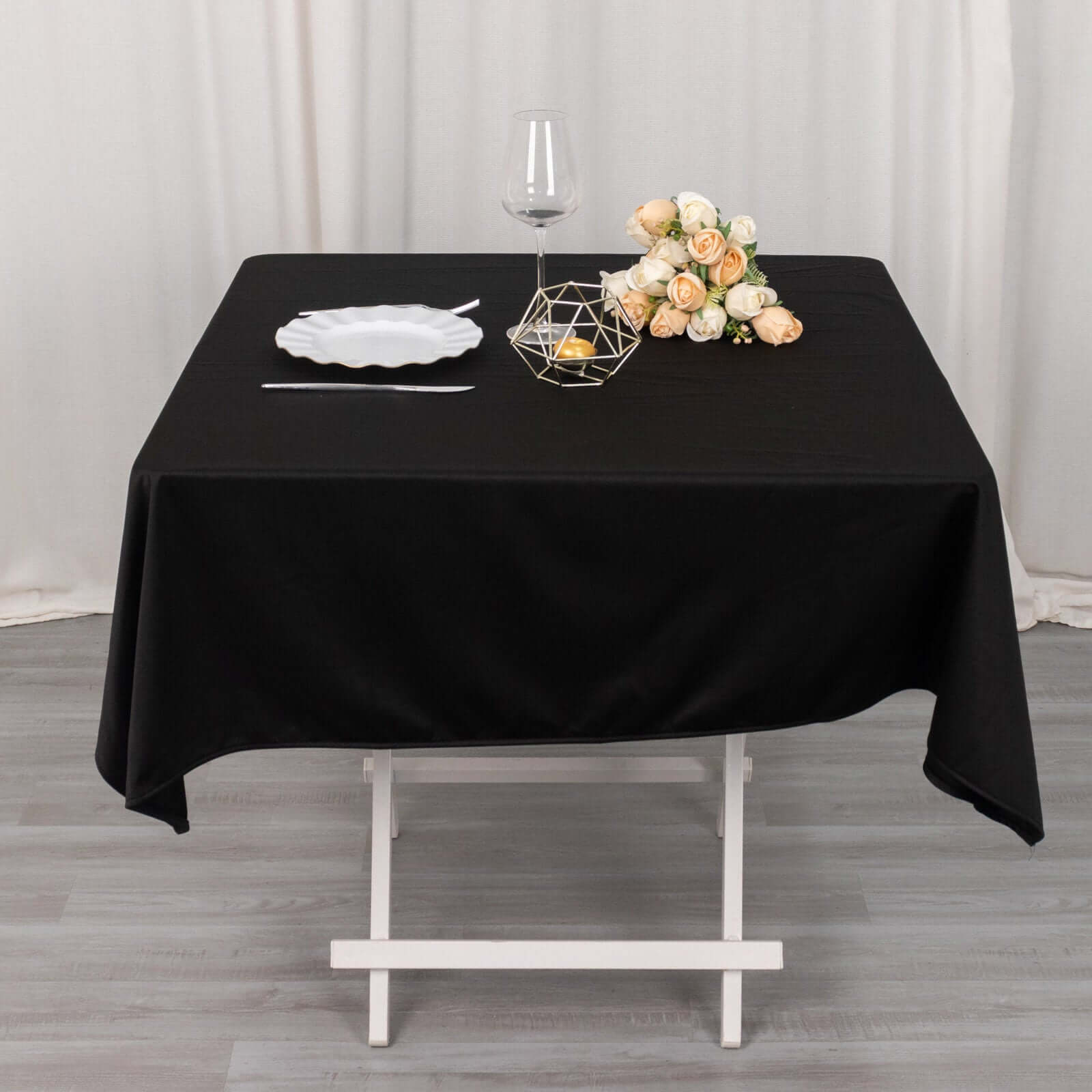 Premium Scuba Square 54x54 Tablecloth Black - Wrinkle Free & Stain Resistant Table Cover