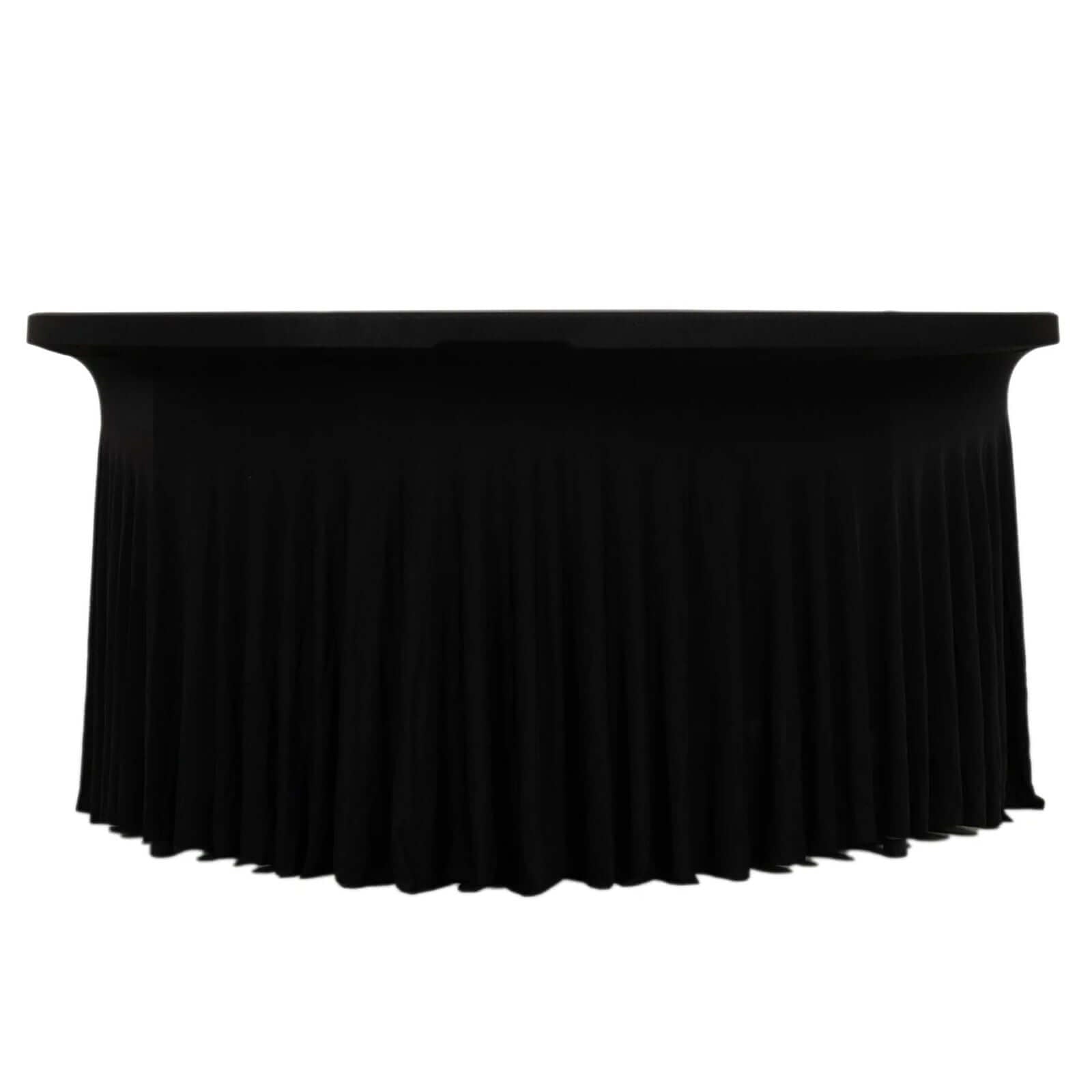 Spandex Round 6ft Table Skirt Black with Wavy Skirt-Like Effect Stylish Table Cover