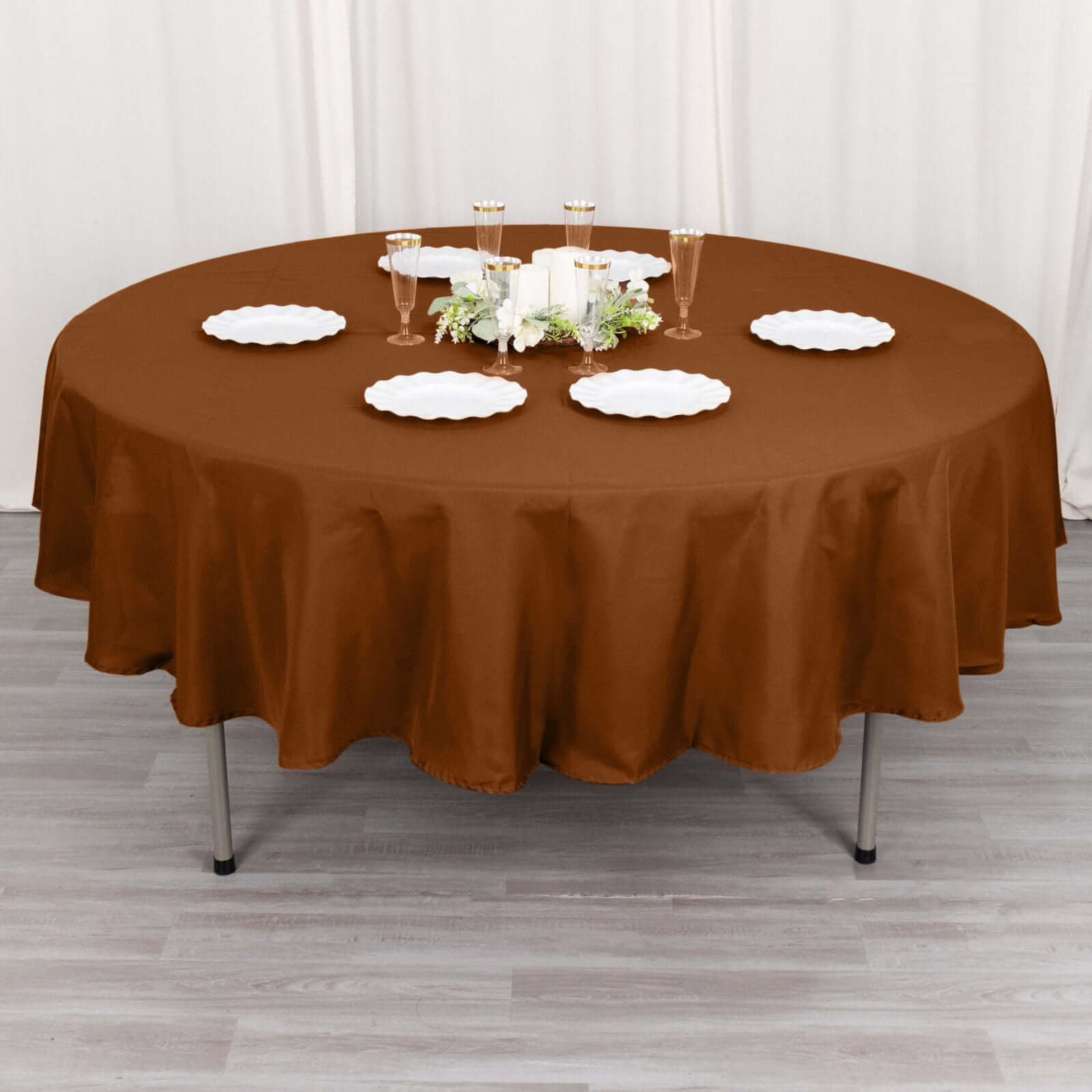 Polyester 90 Round Tablecloth Cinnamon Brown - Stain & Wrinkle-Resistant Table Cover