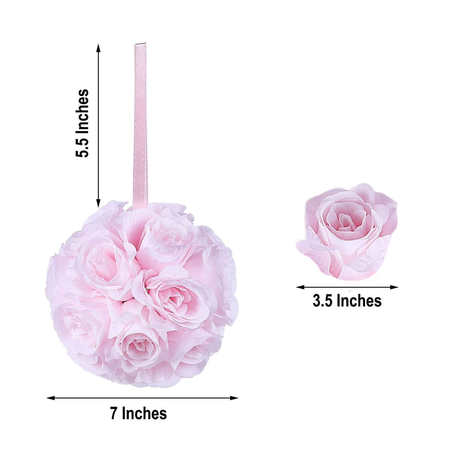 2 Pack 7 Blush Artificial Silk Rose Kissing Ball, Flower Ball