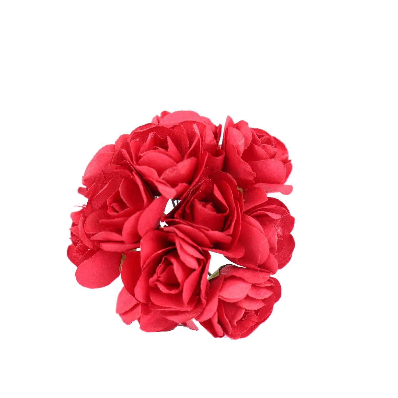 144 Pack Red Paper Mini Craft Roses, DIY Craft Flowers With Wired Stem