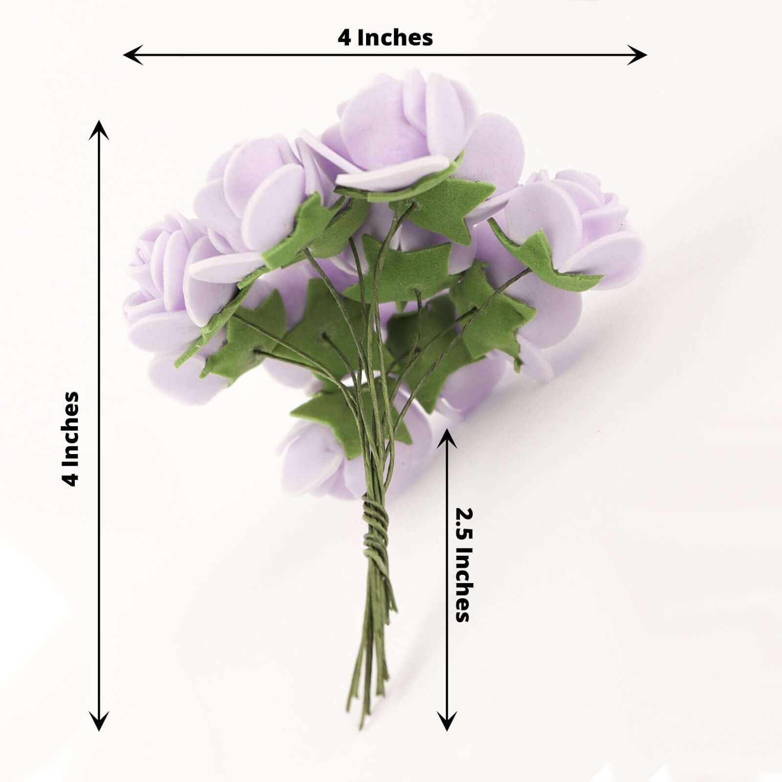 48 Roses 1 Lavender Lilac Real Touch Artificial DIY Foam Rose Flowers With Stem, Craft Rose Buds