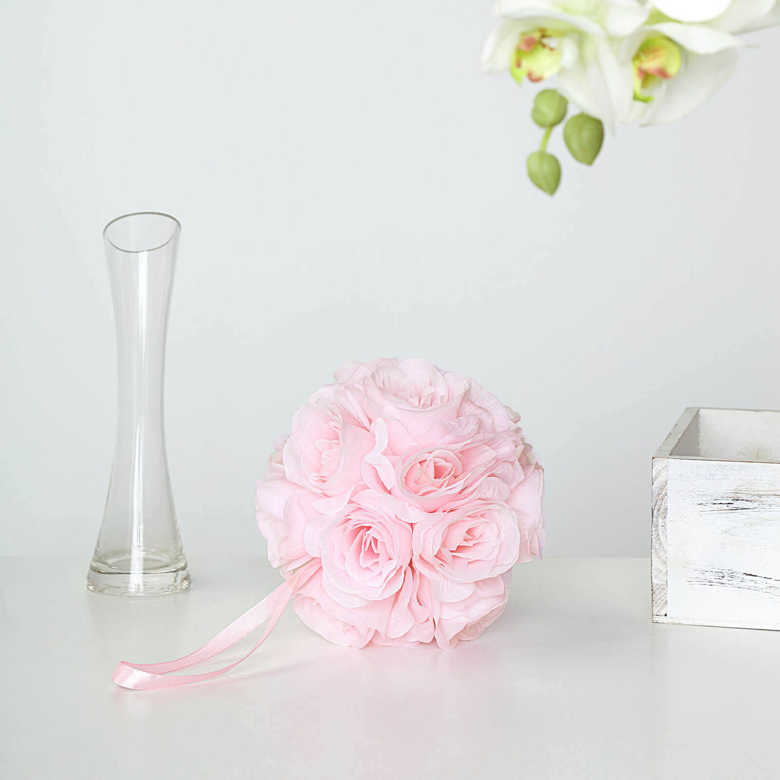 2 Pack 7 Blush Artificial Silk Rose Kissing Ball, Flower Ball