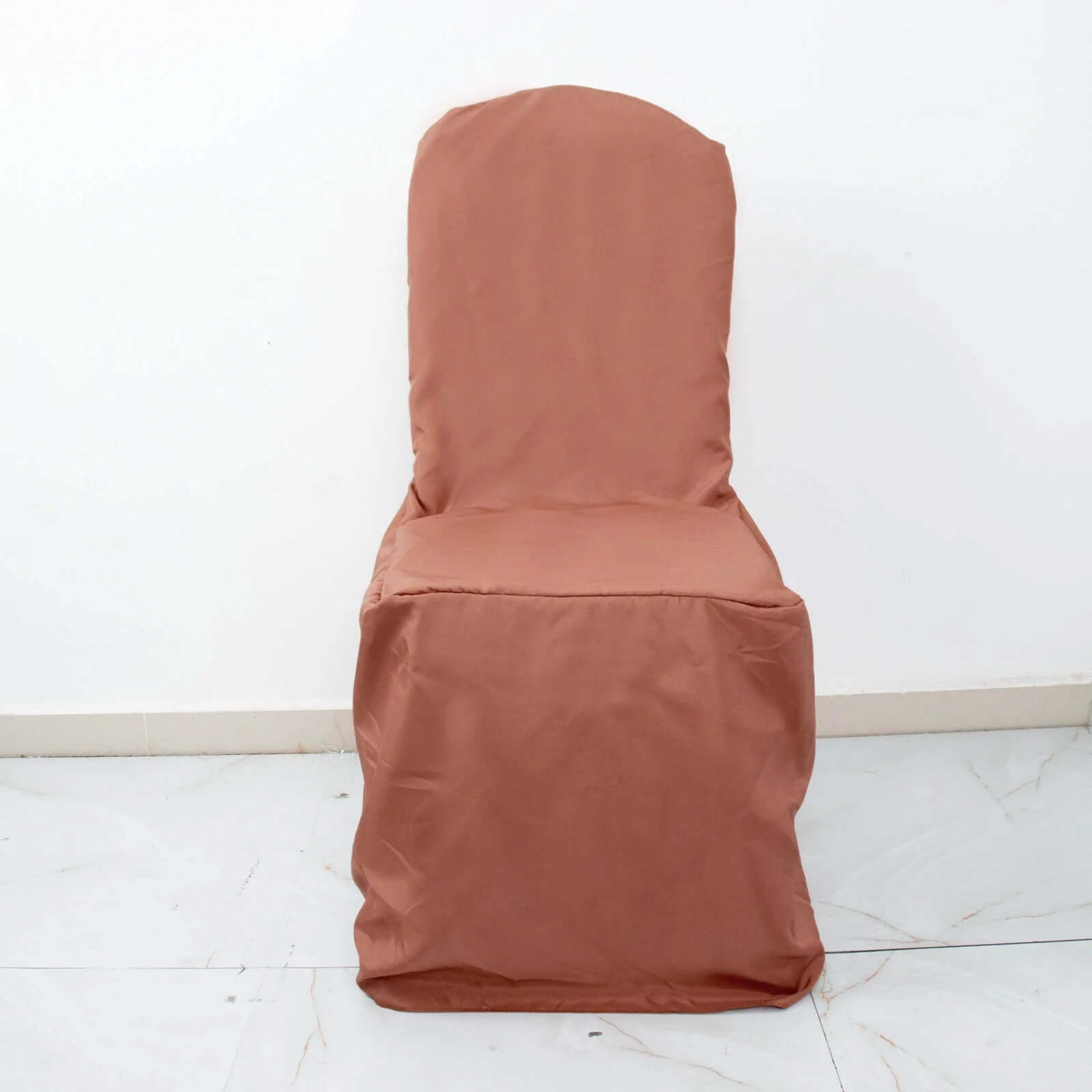 10 Pack Polyester Chair Cover for Banquet Chairs Terracotta (Rust) - Stain-Resistant Reusable Slip-On Slipcover