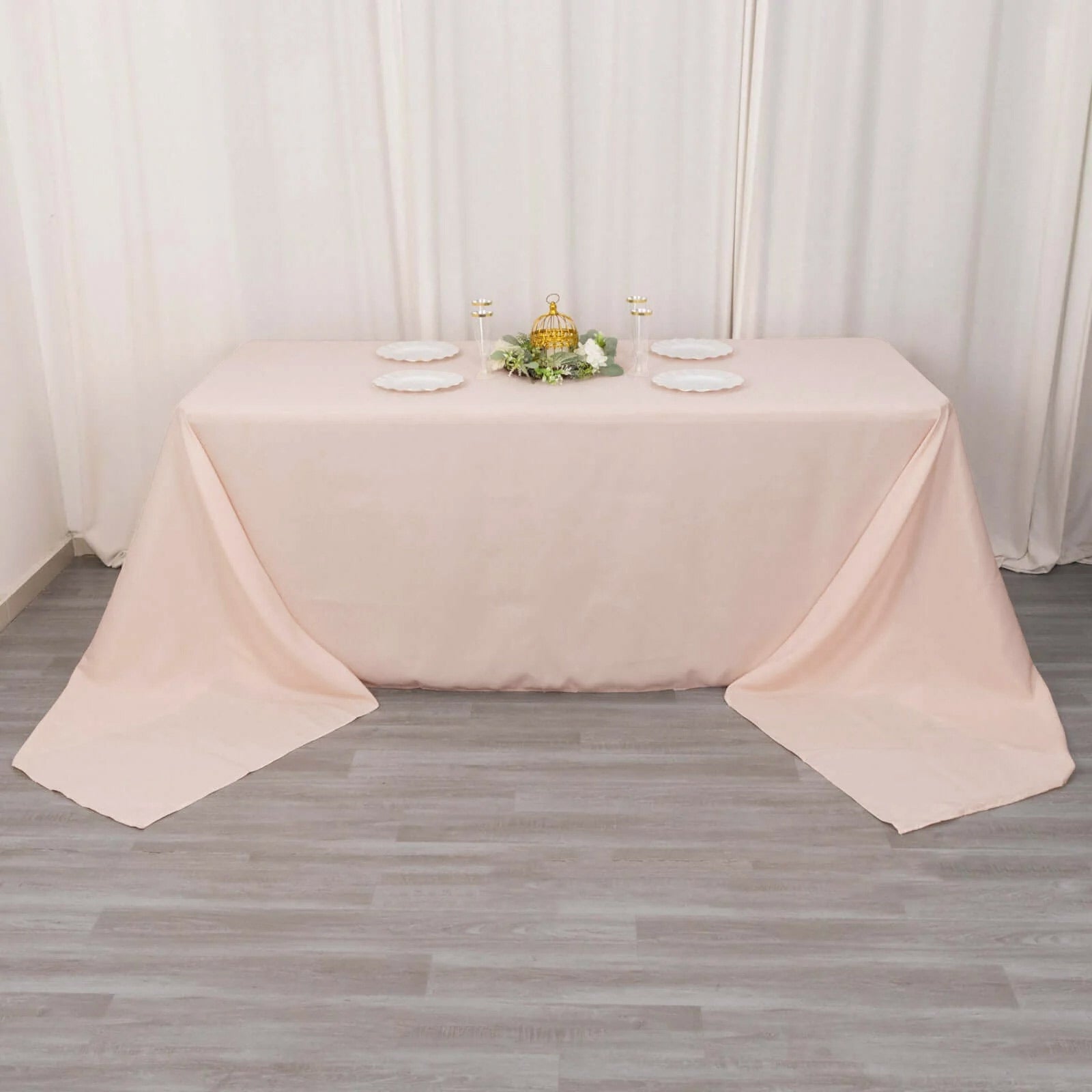 Premium Polyester 90x156 Rectangle Tablecloth Blush - Seamless 220GSM Stain-Resistant Table Cover