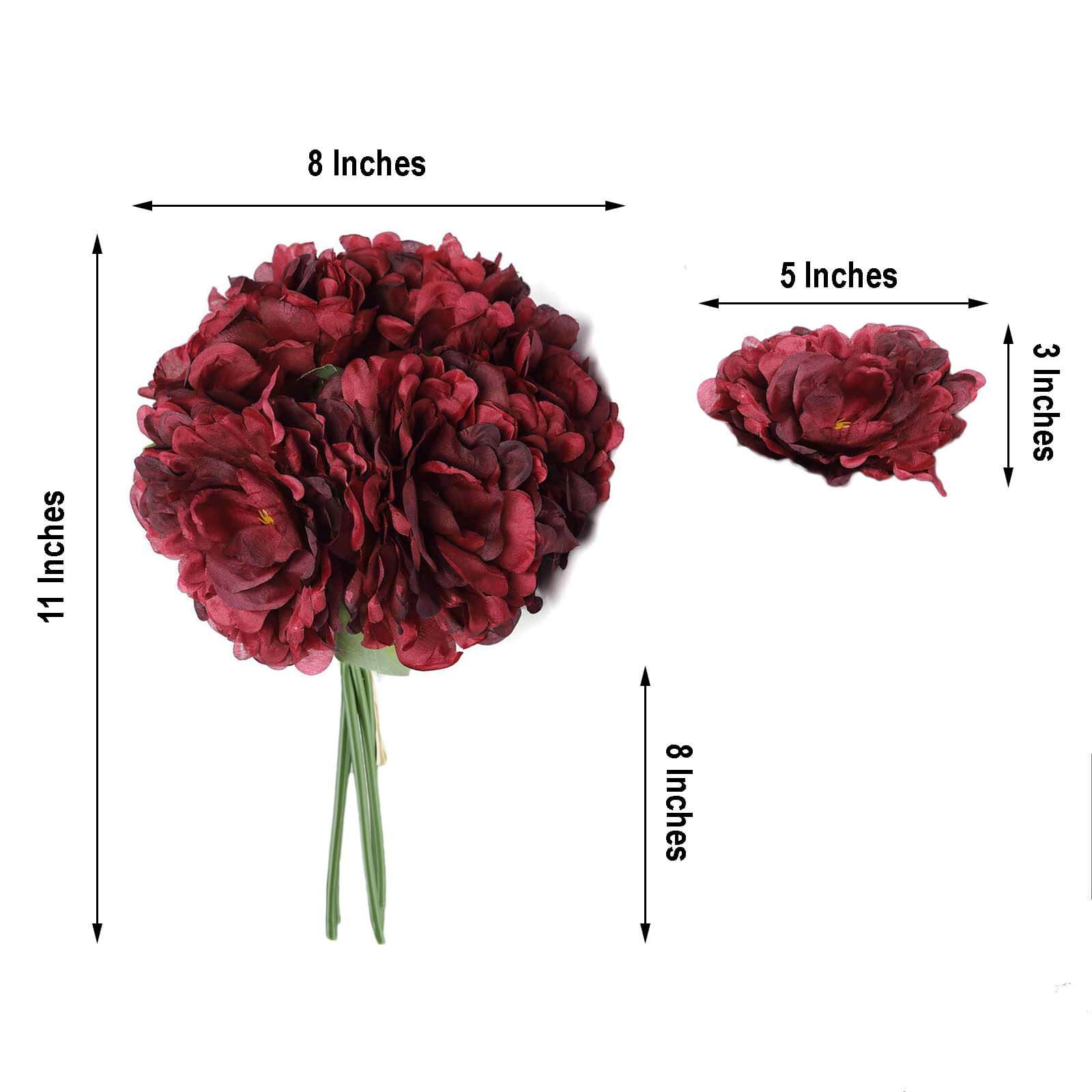 11 Burgundy Real Touch Artificial Silk Peonies Flower Bouquet