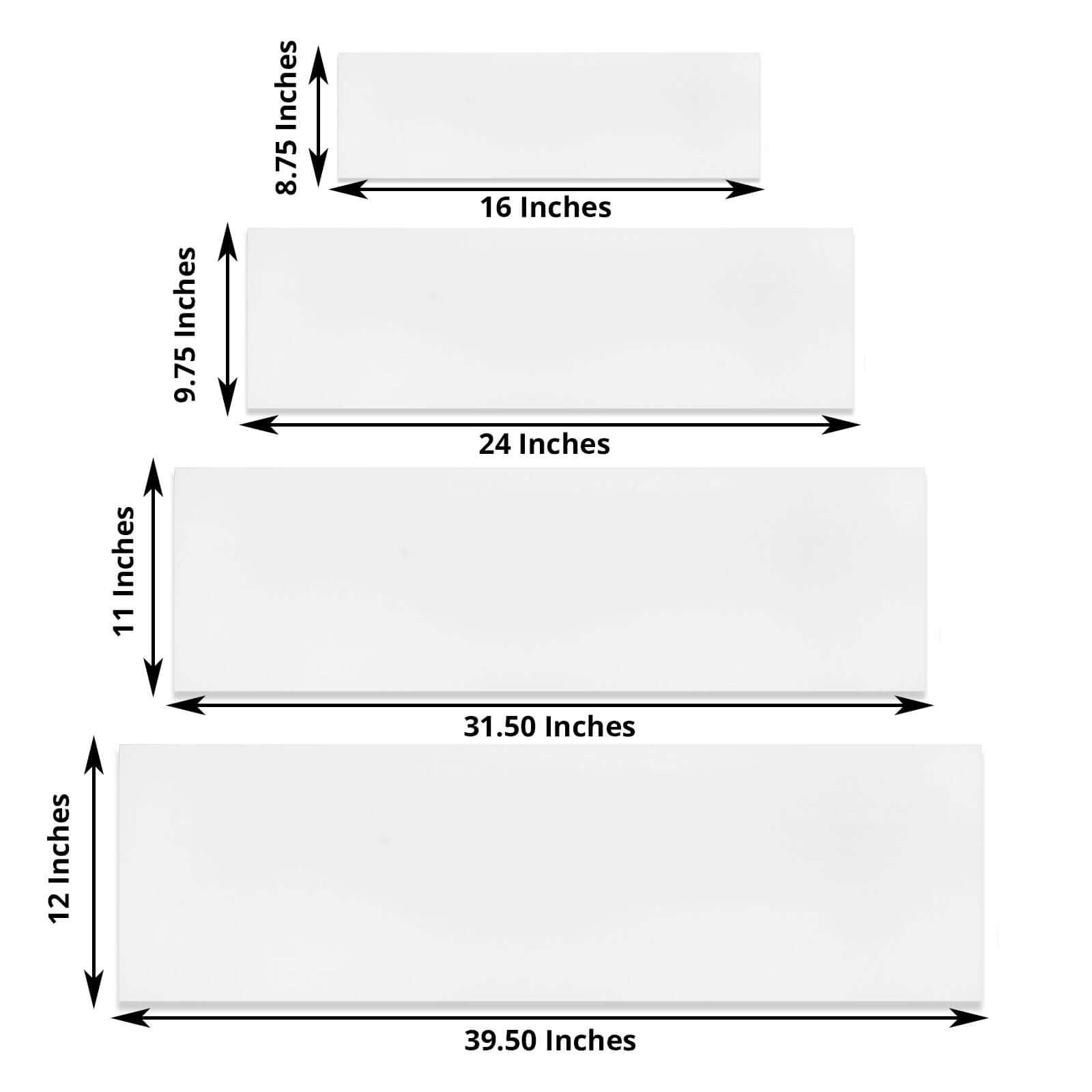 Set of 4 Acrylic Plexiglass Sheets Rectangular Side Plates White - Protective Film Coating