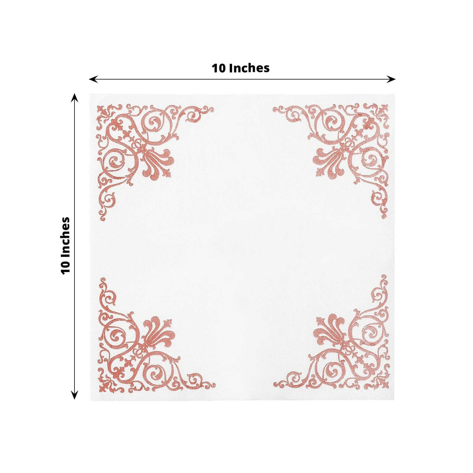 20 Pack Linen-Like Paper 5x5 Napkins White - Rose Gold Fleur Vintage Airlaid Cocktail Napkins