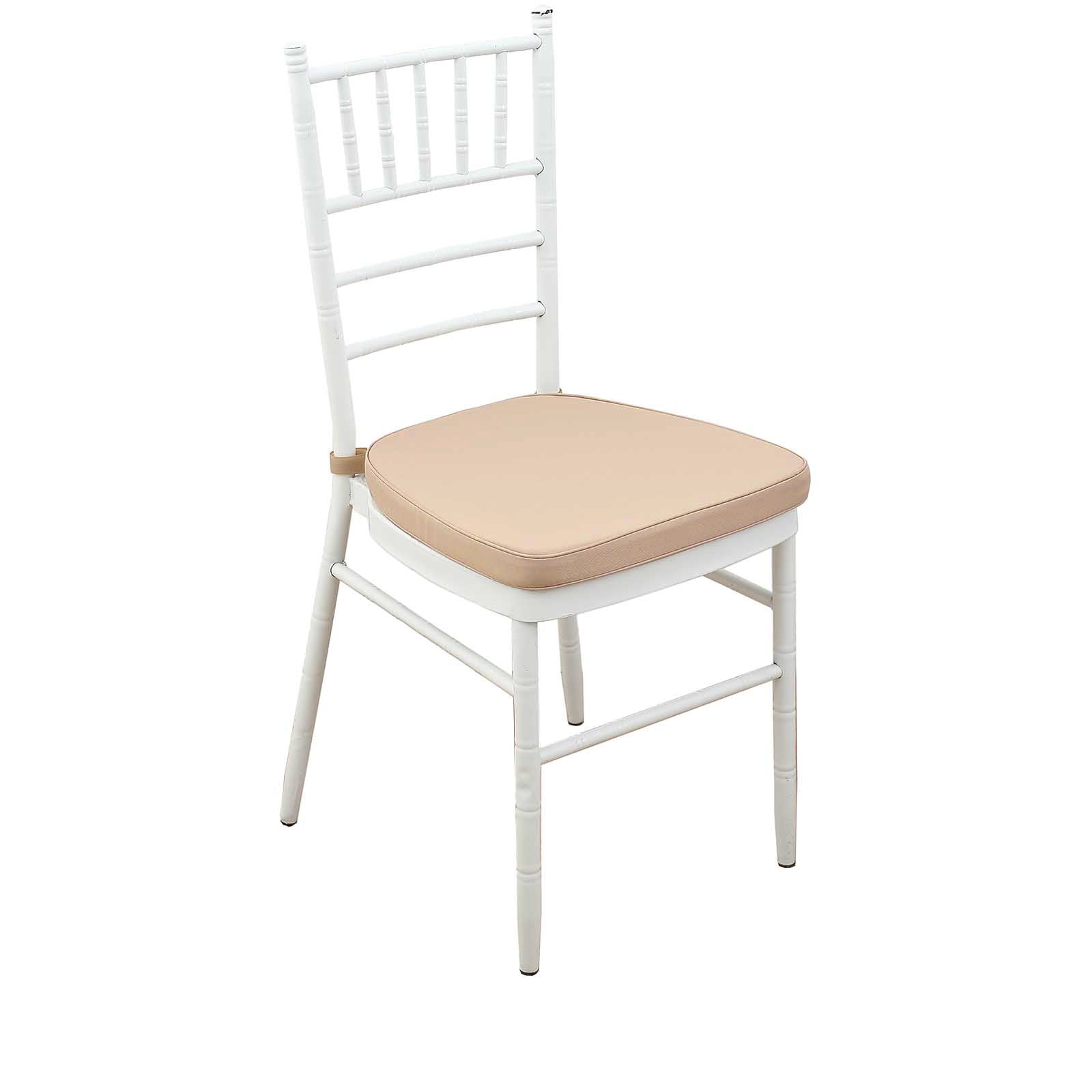 Chiavari Chair Cushion with 1.5 Thick Memory Foam and Ties Nude - Stylish Removable Cover for Comfort