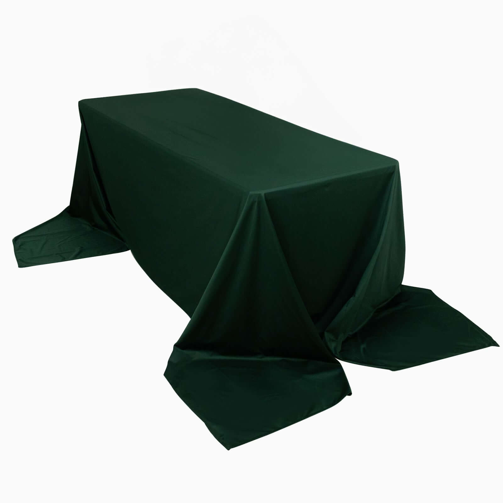 Premium Scuba Rectangular 90x156 Tablecloth Hunter Emerald Green - Wrinkle Free, Stain Resistant & Seamless Table Cover