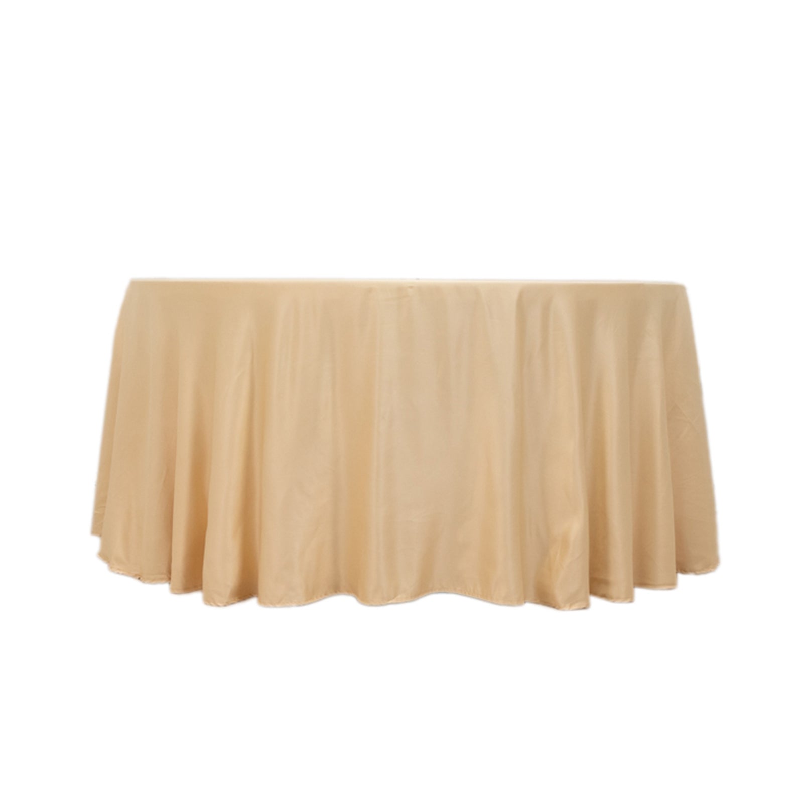 Lamour Satin 120 Round Tablecloth Beige - Seamless Table Cover with Soft Tempered Sheen