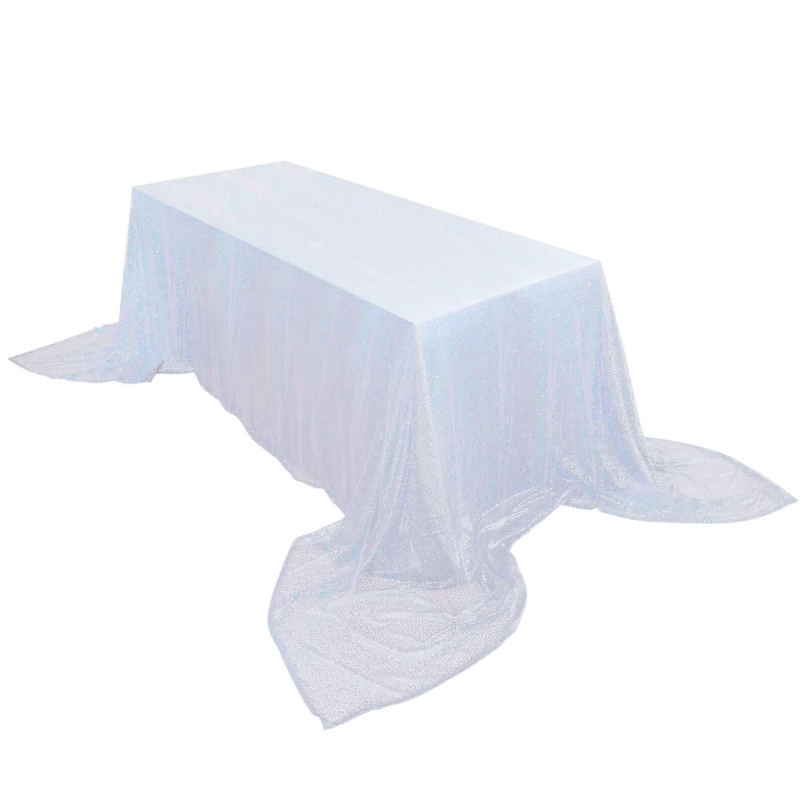 Sequin 90x156 Rectangle Tablecloth Iridescent Blue - Seamless Twinkling Table Cover