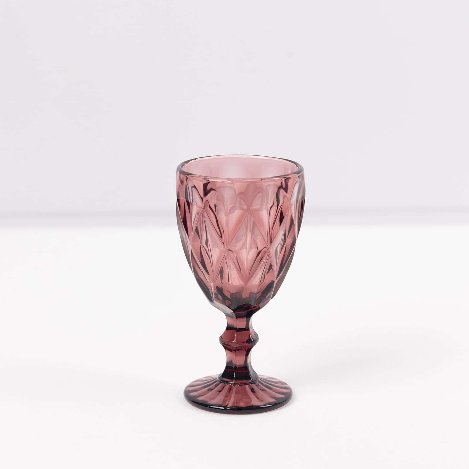 6-Pack Wine Glasses Dusty Rose Embossed Crystal Cut Design Stemmed - Colored Goblets for Parties & Events 12oz 7