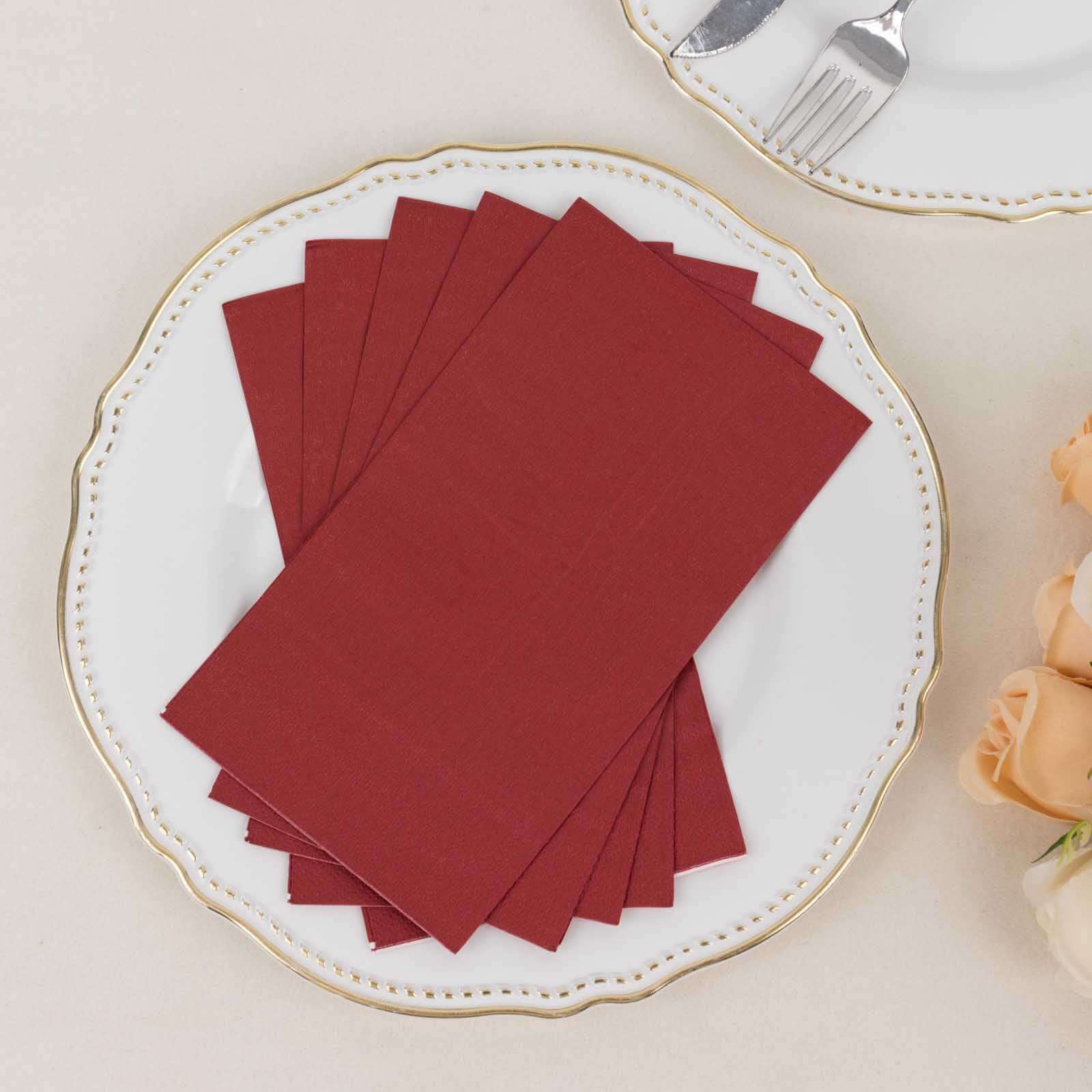 50-Pack Paper Napkins Soft Burgundy - Disposable 2-Ply Cocktail and Beverage Napkins for Weddings