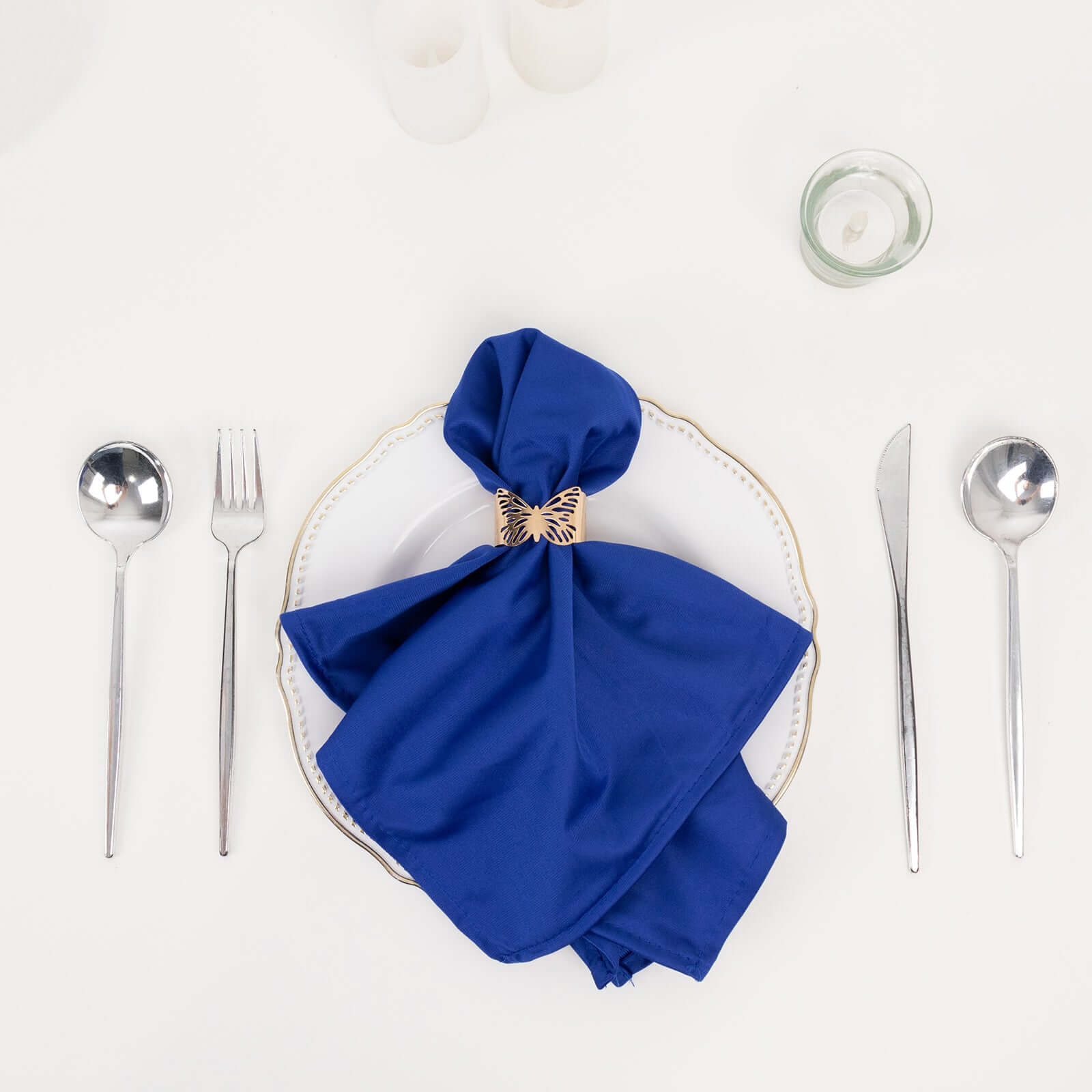 5 Pack Premium Scuba 20x20 Napkins Royal Blue - Durable & Reusable Dinner Napkins