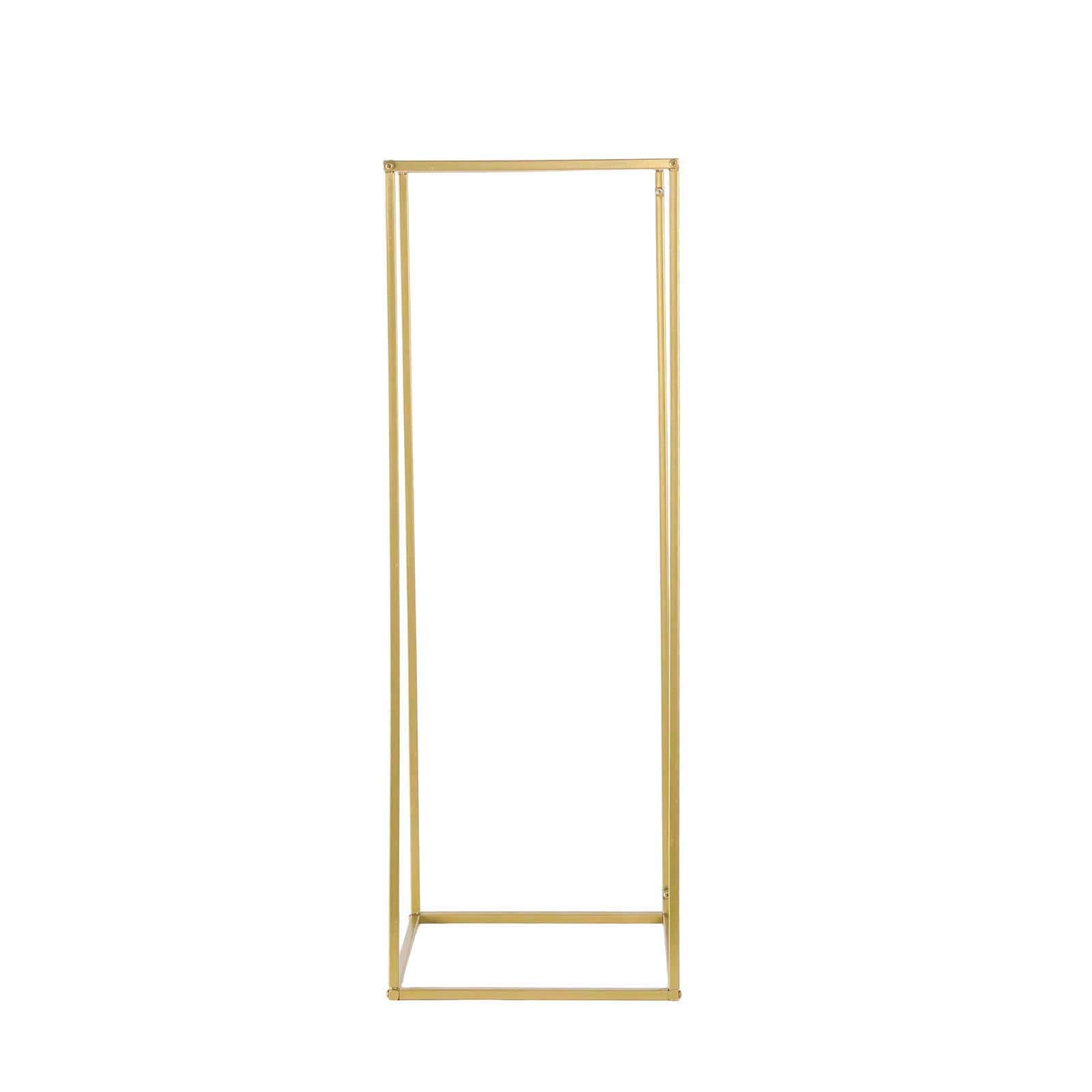 2-Pack Wedding Flower Stand Gold Metal Geometric Column Frame Rectangular - Versatile Floral Pedestal for Sophisticated Arrangements 32