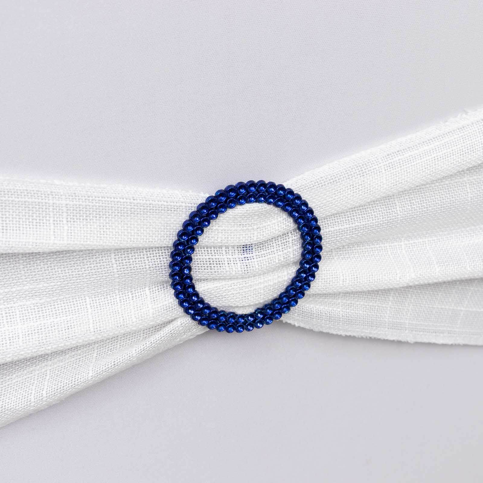 20 Pack Diamond Round Chair Sash Band Buckle Pins Royal Blue - Timeless Rhinestone Napkin Rings 2.5