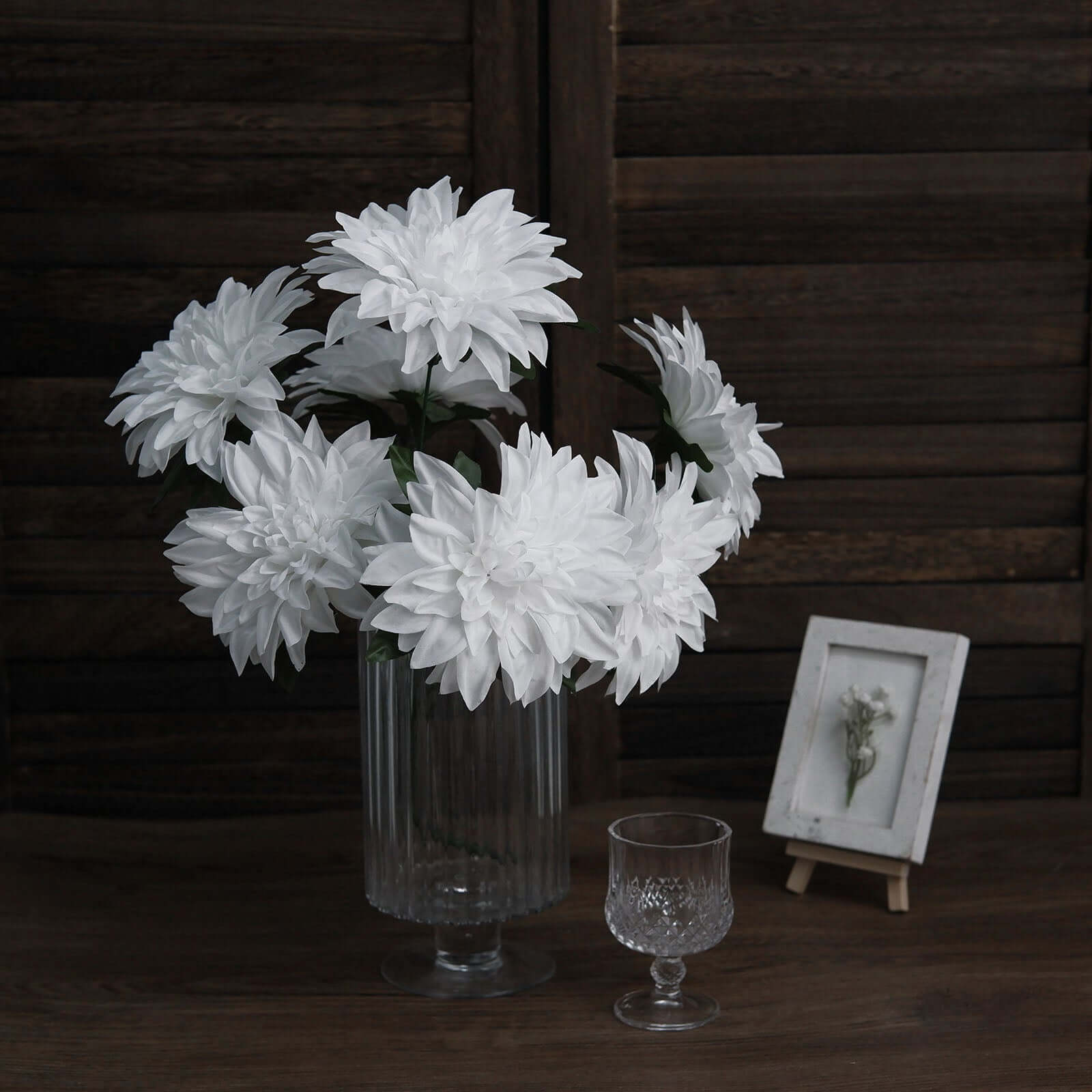 2 Bouquets 20 White Artificial Silk Dahlia Flower Spray Bushes