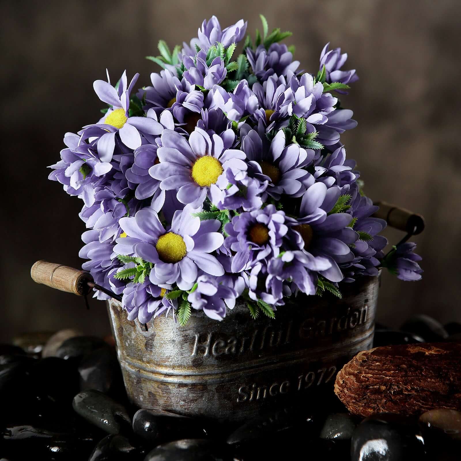 4 Bushes 11 Lavender Lilac Artificial Silk Daisy Flower Bouquet Branches