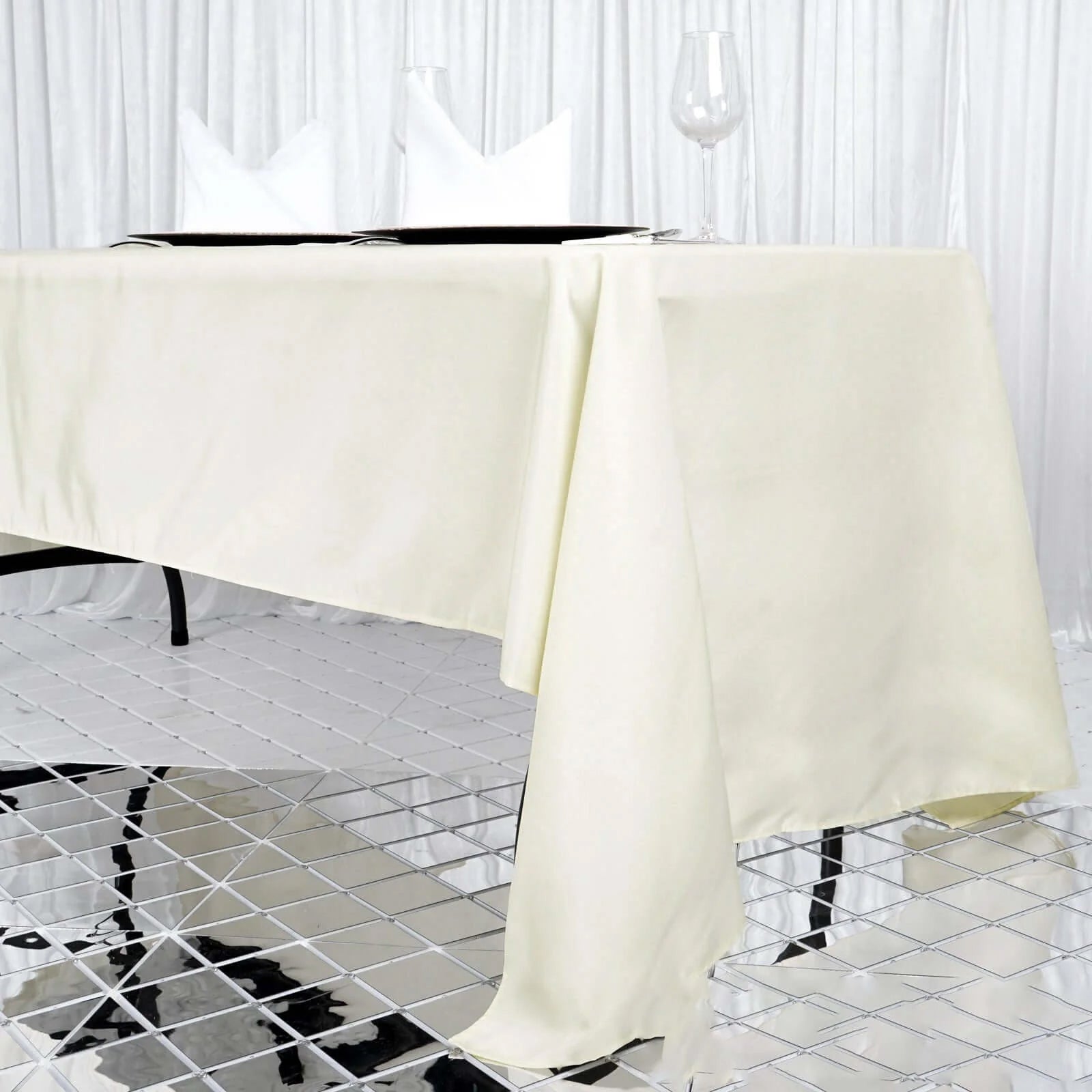 Fire Retardant Premium Polyester 60x126 Rectangular Tablecloth Ivory - High-Performance Table Cover