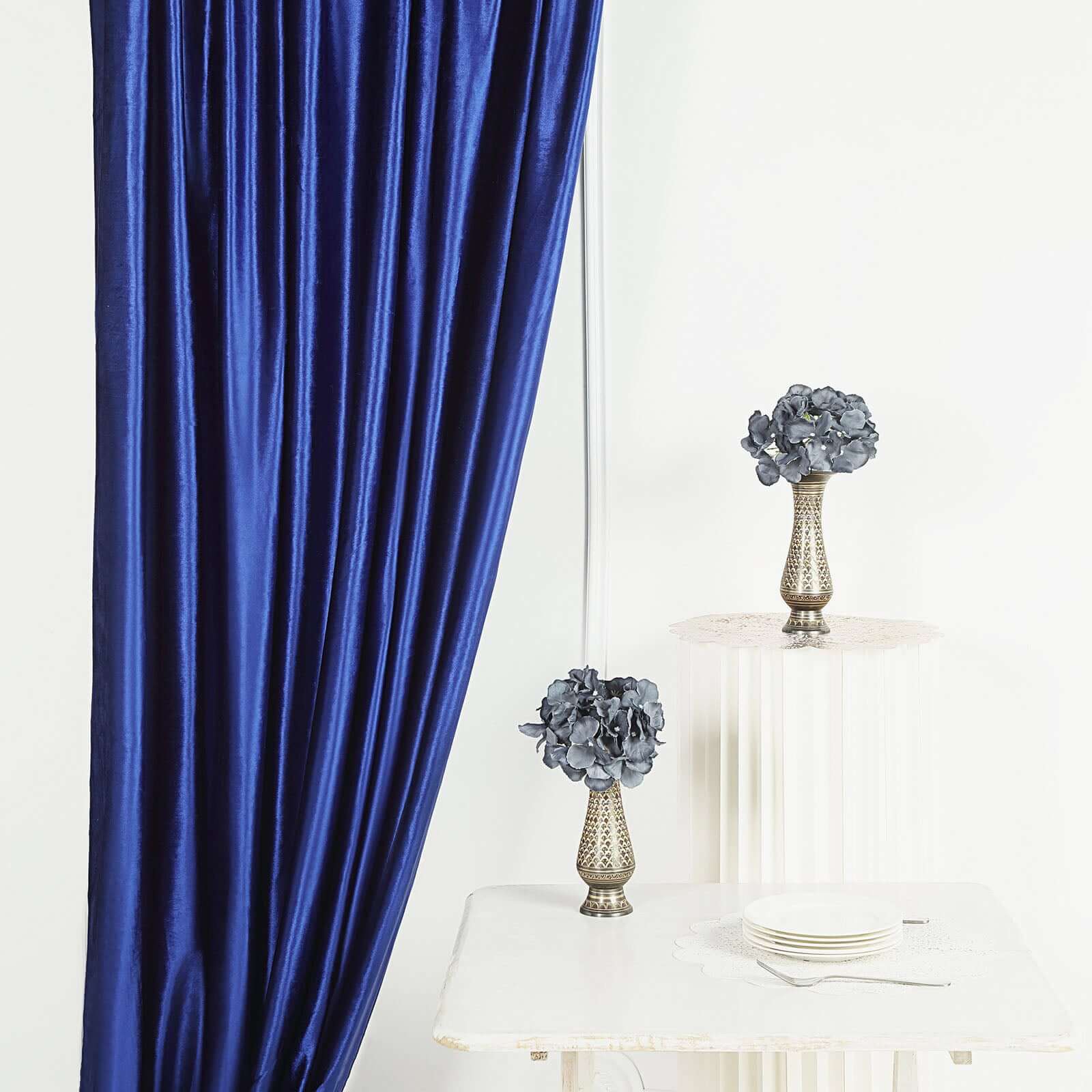 8ftx8ft Royal Blue Premium Smooth Velvet Event Curtain Drapes, Privacy Backdrop Event Panel with Rod Pocket