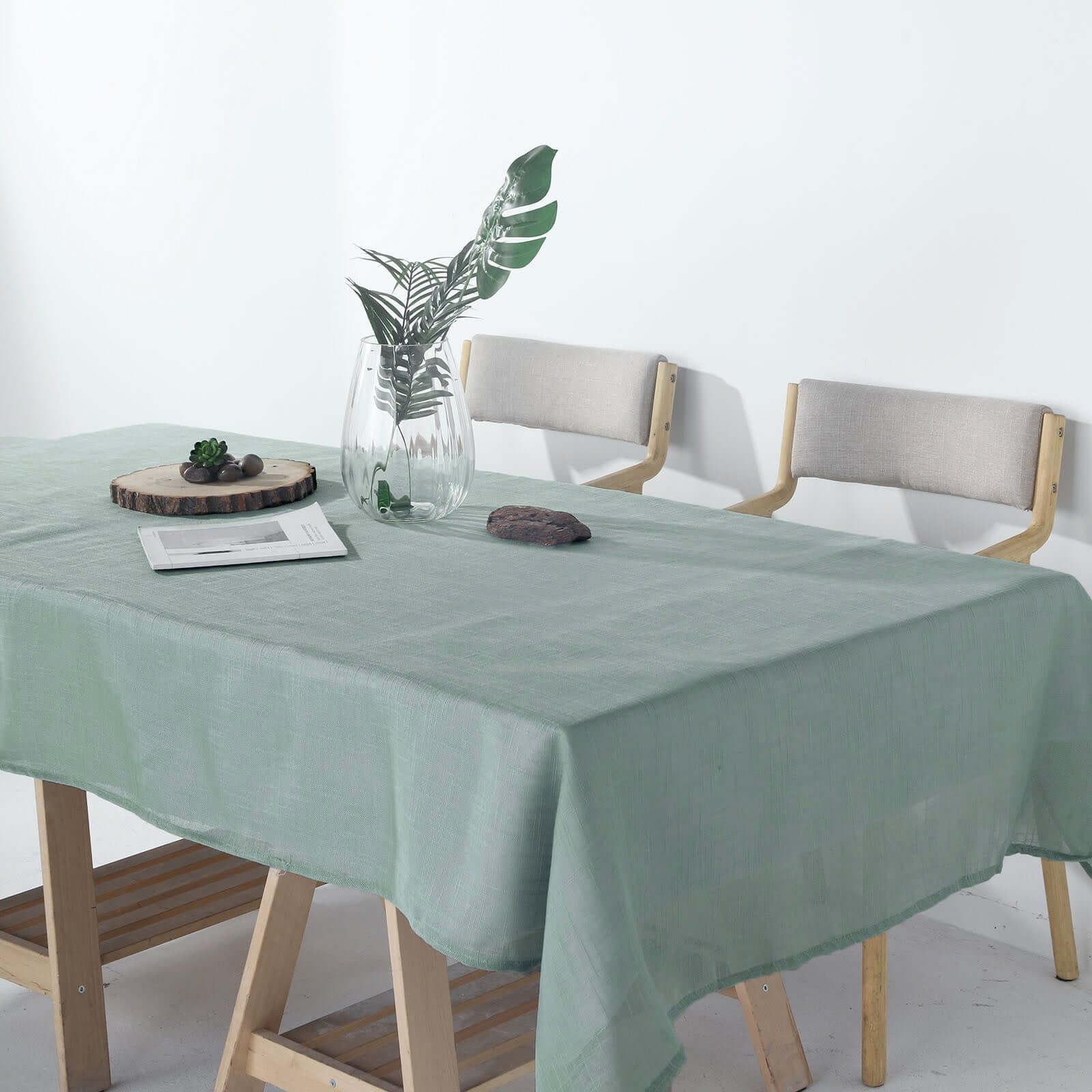 60x102 Dusty Blue Rectangular Tablecloth, Linen Table Cloth With Slubby Textured, Wrinkle Resistant