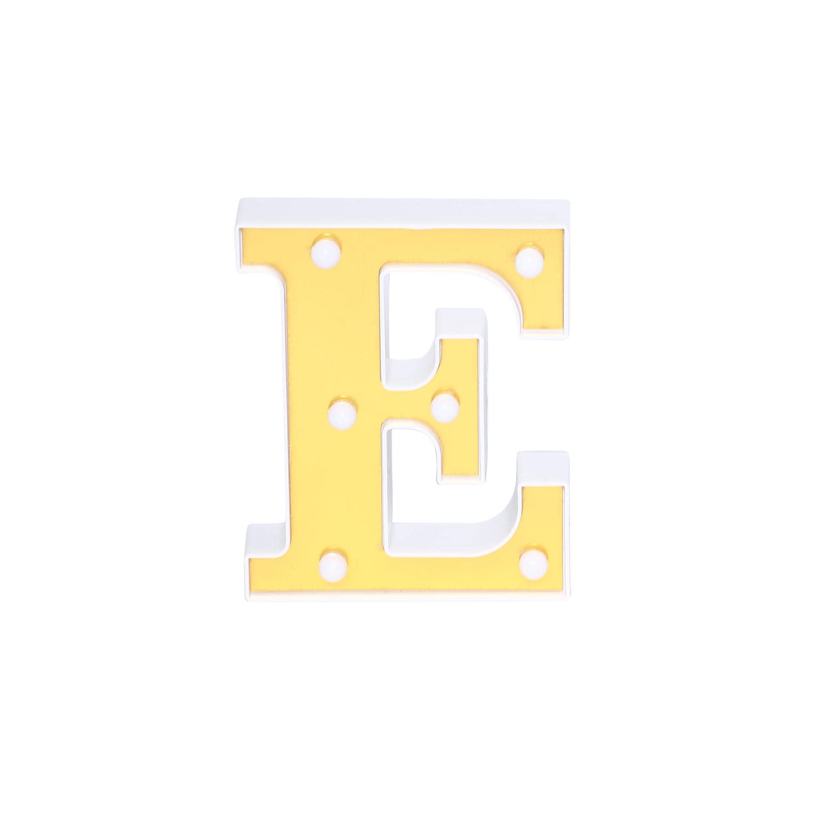 3D Marquee Letter E Warm White 6 LED Lights Gold - Chic Light-Up Decor for Events 6