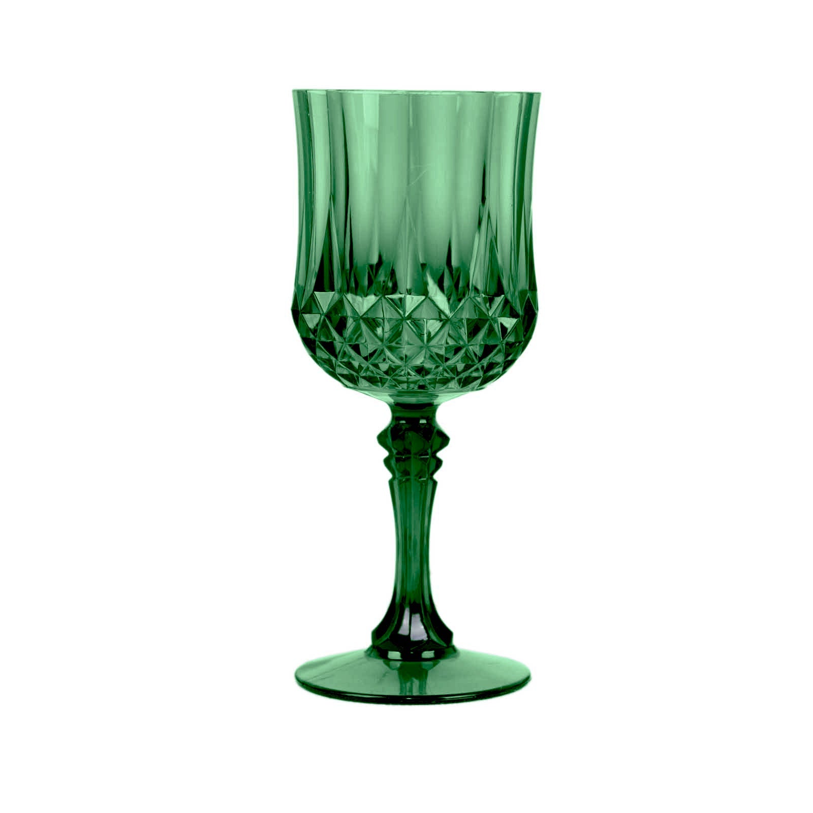 6-Pack Plastic Cocktail Goblets Hunter Emerald Green Transparent Crystal Cut - Shatterproof Drinkware 8oz