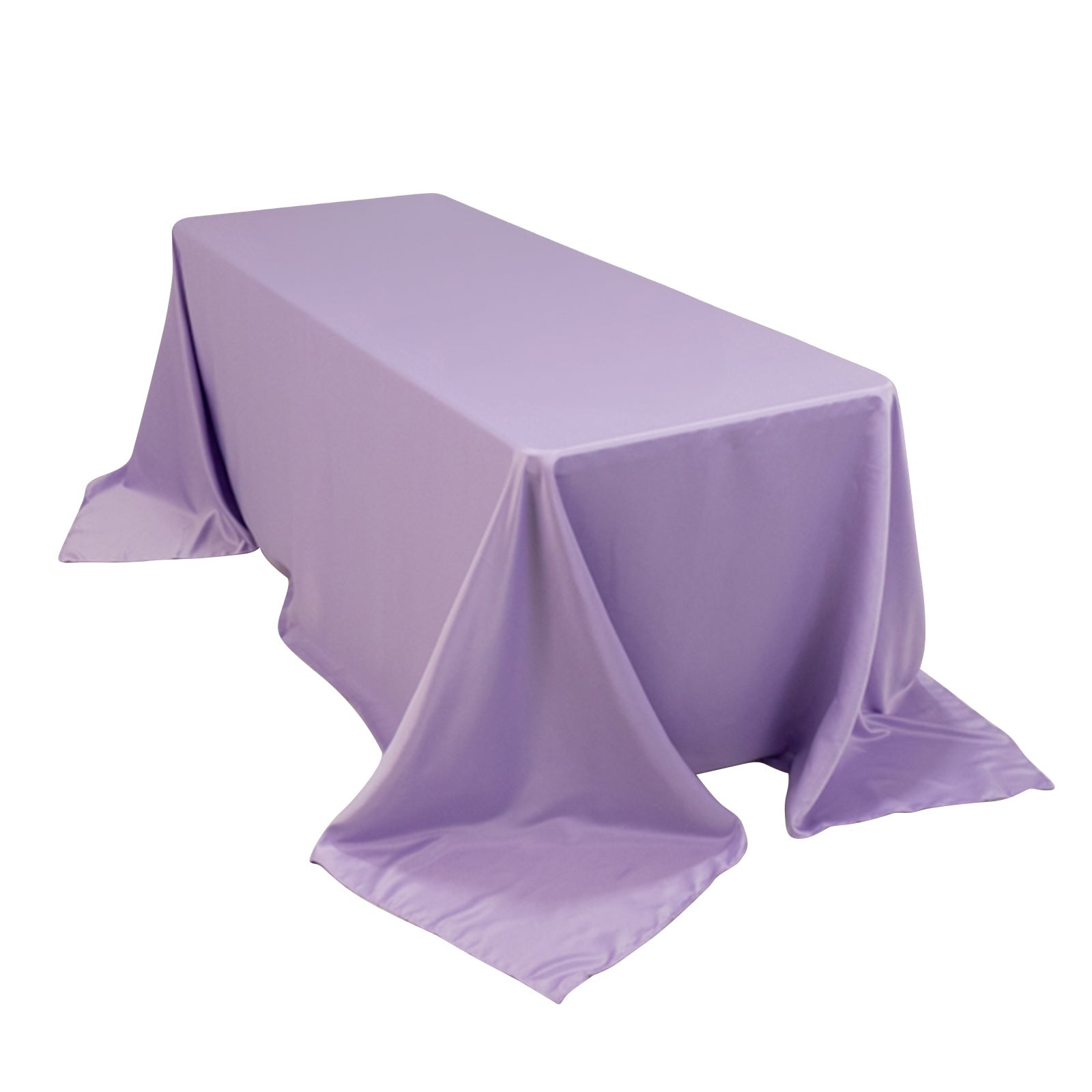 Lamour Satin 90x132 Rectangle Tablecloth Lavender Lilac - Soft & Silk-Like Seamless Table Cover