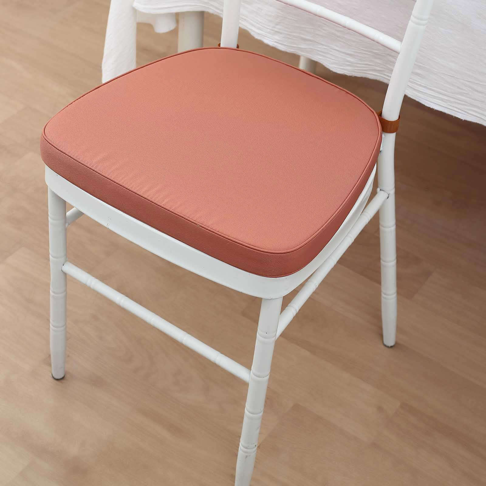 Chiavari Chair Cushion with 1.5 Thick Memory Foam and Ties Terracotta (Rust) - Stylish Removable Cover for Comfort