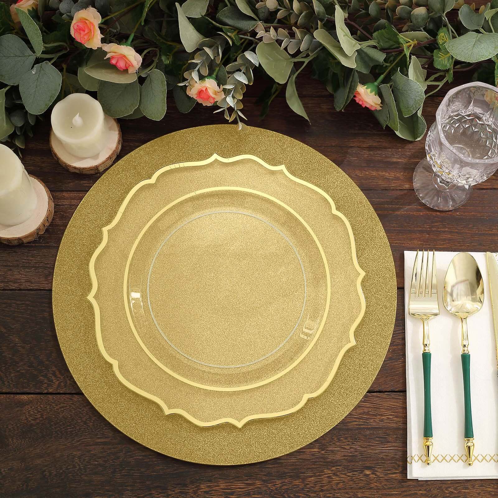 20-Pack Disposable Table Placemats in Gold Glitter - 210GSM Paper Placemats for Classy Events 13