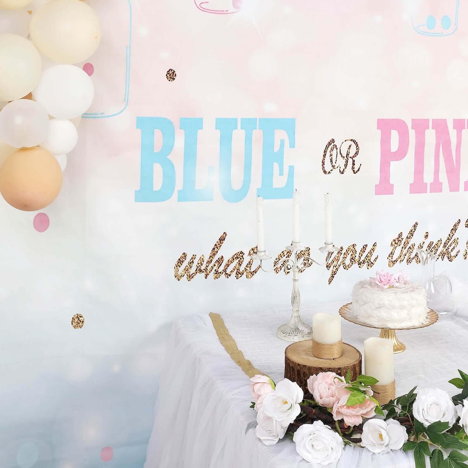 8ftx8ft Gender Reveal Blue Or Pink Vinyl Photo Shoot Backdrop