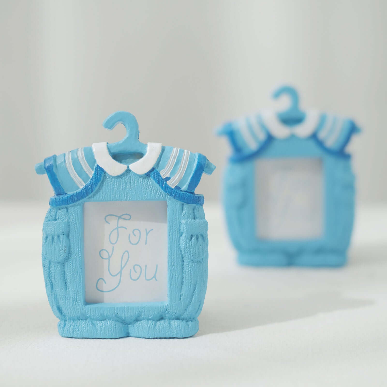 4 Pack Cute 4 Newborn Baby Boy Light Blue Clothes Resin Party Favors Picture Frame, Baby Shower Gender Reveal Party Gifts