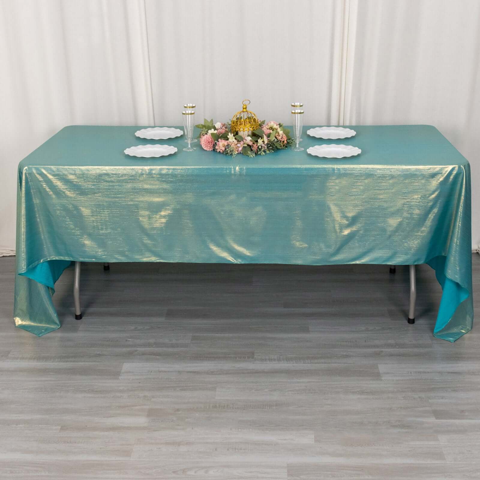 Sequin Dots Polyester 60x126 Rectangle Tablecloth Shimmering Turquoise - Wrinkle Free & Sparkling Table Cover