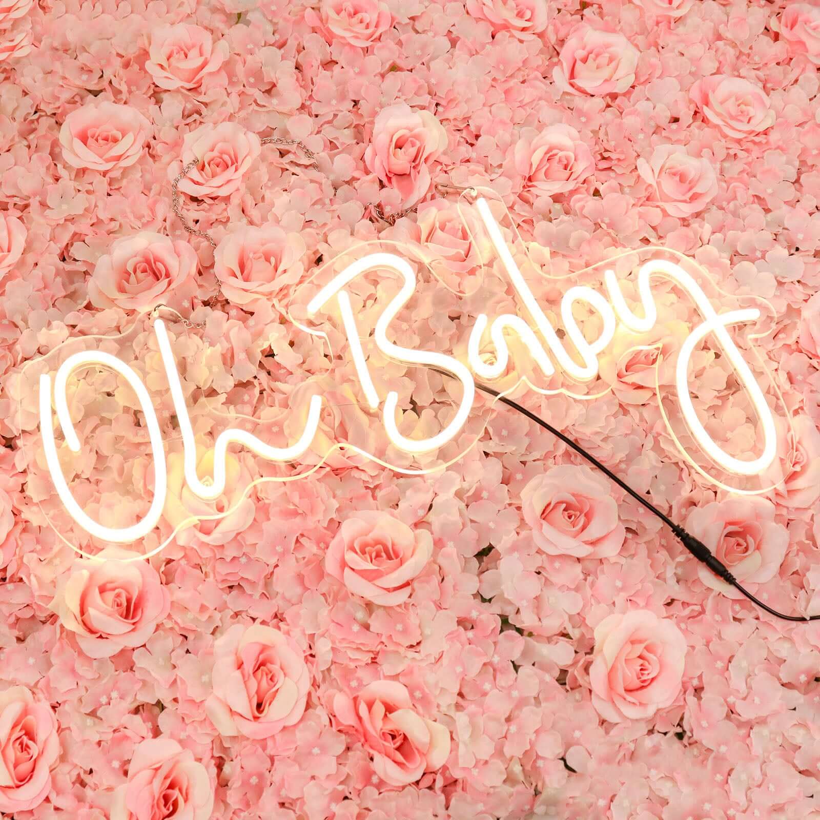 26 Oh Baby Neon Light Sign, LED Reusable Wall Décor Lights With 5ft Hanging Chain