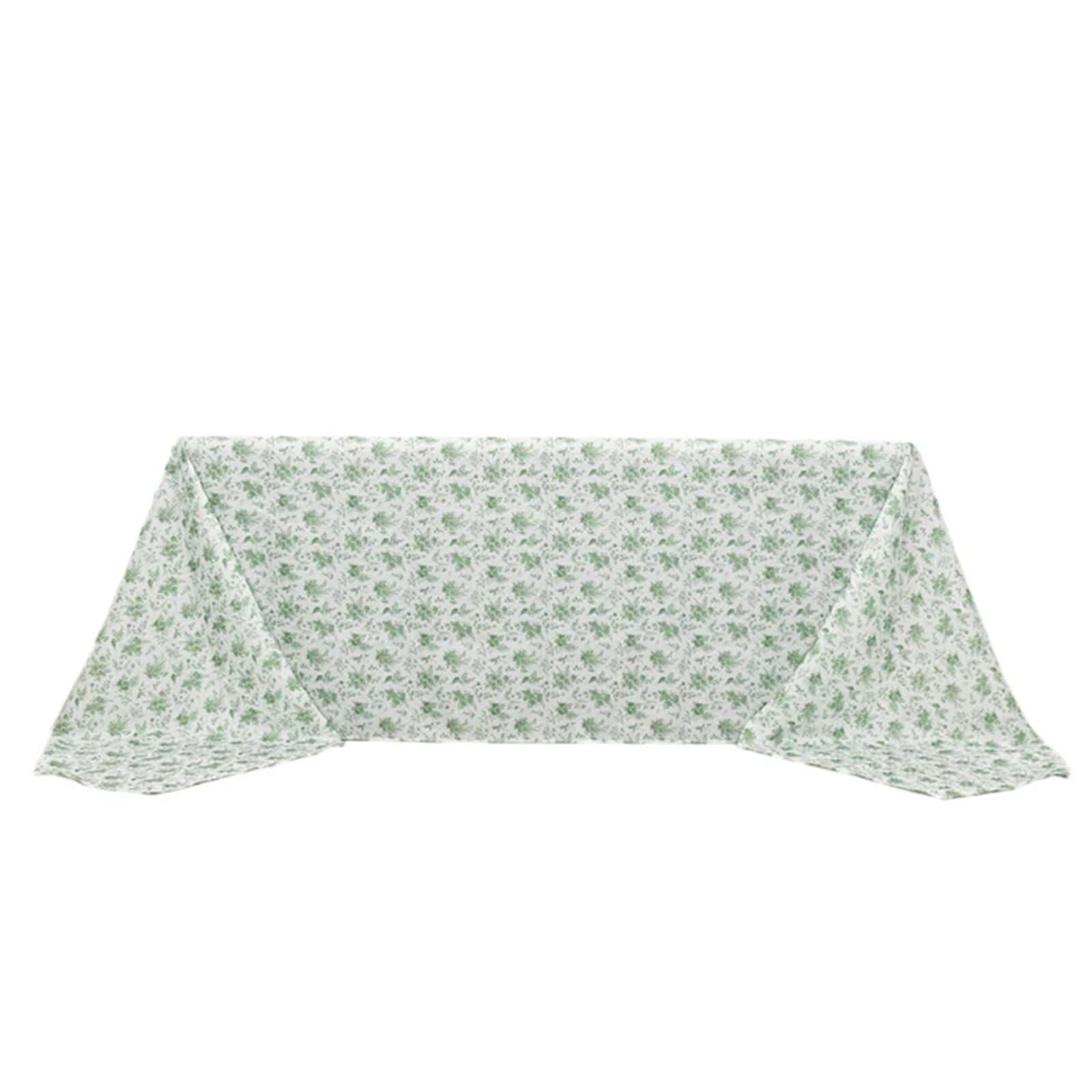 Polyester 90x156 Rectangle Tablecloth Dusty Sage Green French Toile Pattern Seamless Table Cover for Upscale Dining