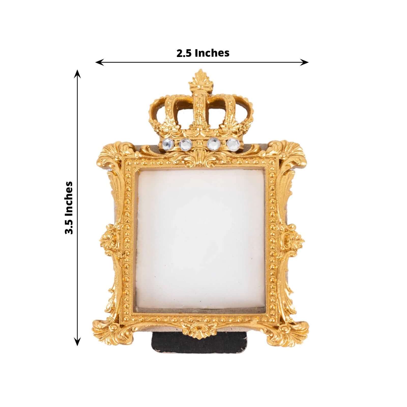 4-Pack Picture Frames Gold Resin Royal Crown Design Square - Baroque Wedding Place Card Holders & Party Favors 3.5