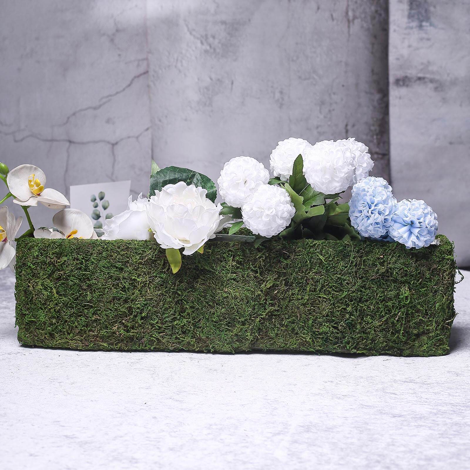 Metal Planter Box Rectangle with Inner Lining Green Preserved Moss - Rustic Flower Basket Decor 23