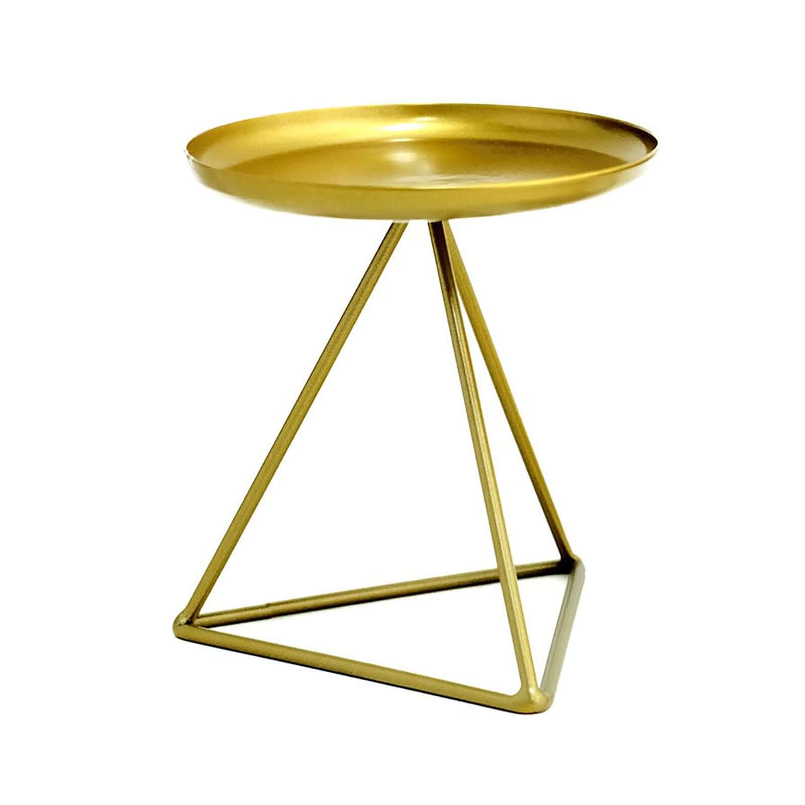 2-Pack Pillar Candle Holders Gold Metal Geometric Triangle Base Design - Decorative Centerpiece 5