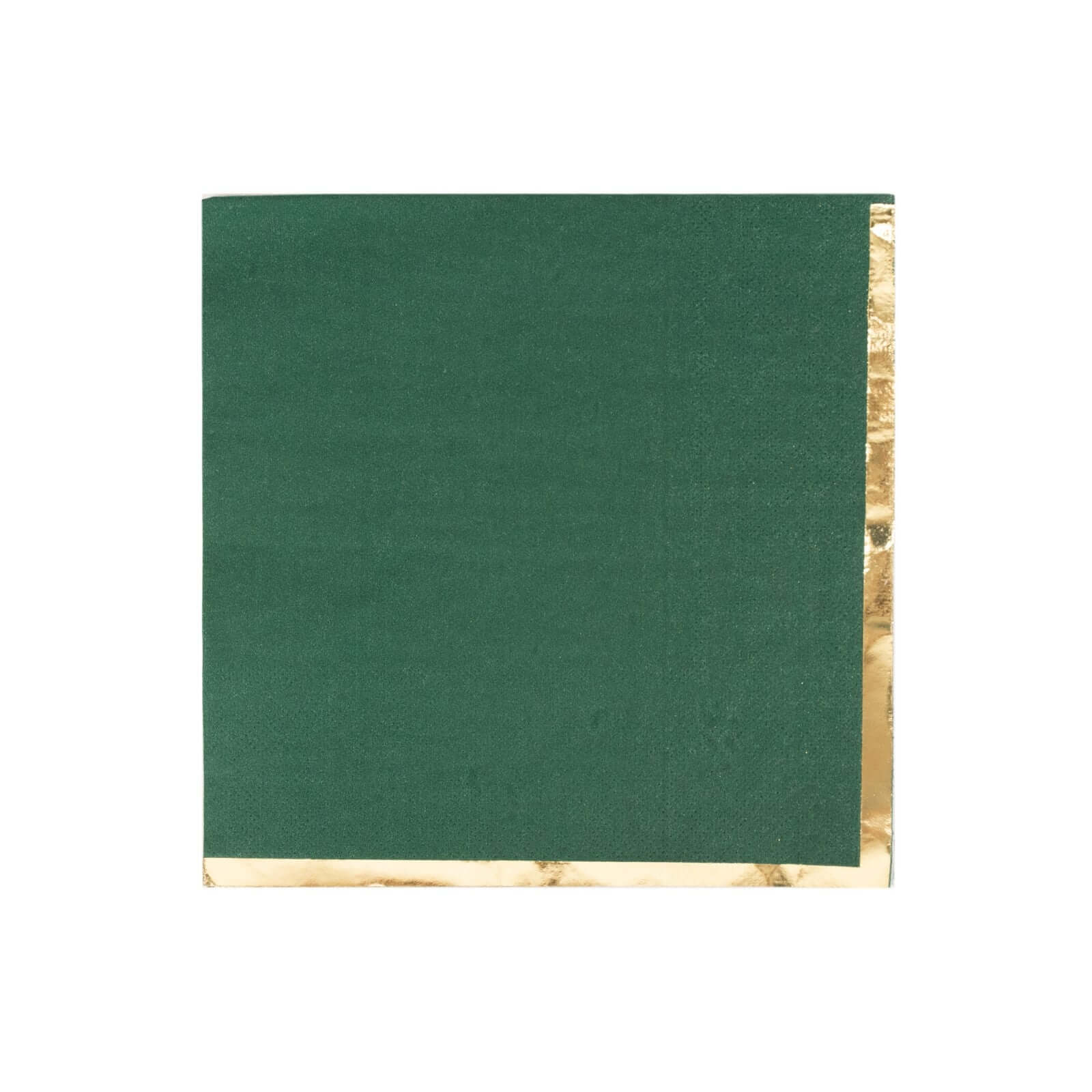 50-Pack Paper Beverage Napkins with Gold Foil Edge Hunter Emerald Green - Disposable 2 Ply Cocktail Napkins for Events 6.5x6.5