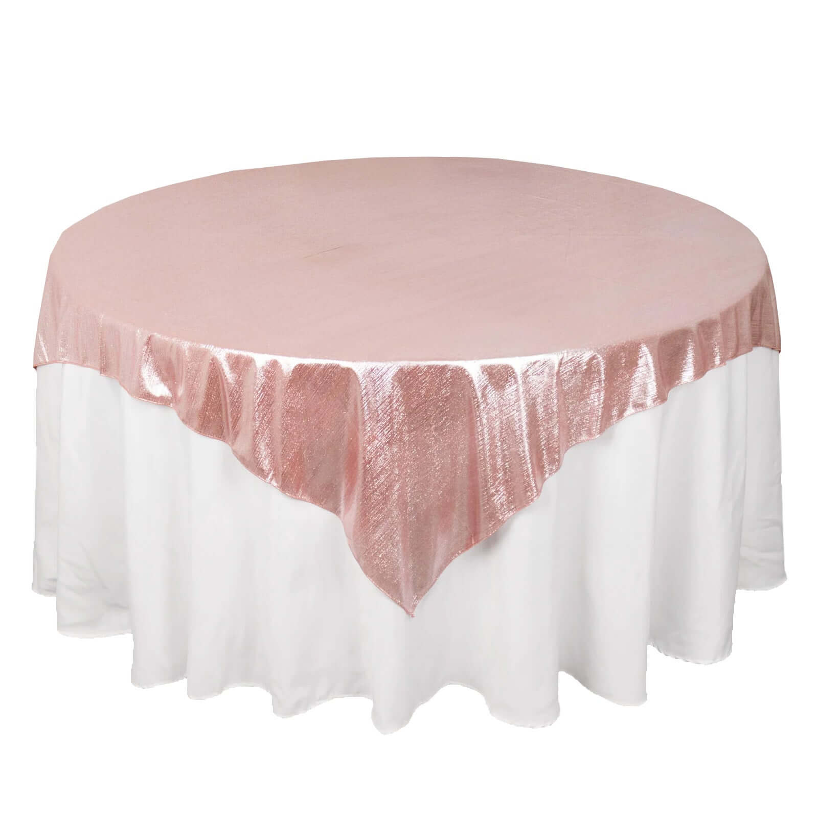 Polyester 72x72 Table Overlay Square Tablecloth Rose Gold - Sequin Dots Wrinkle-Free Table Cover