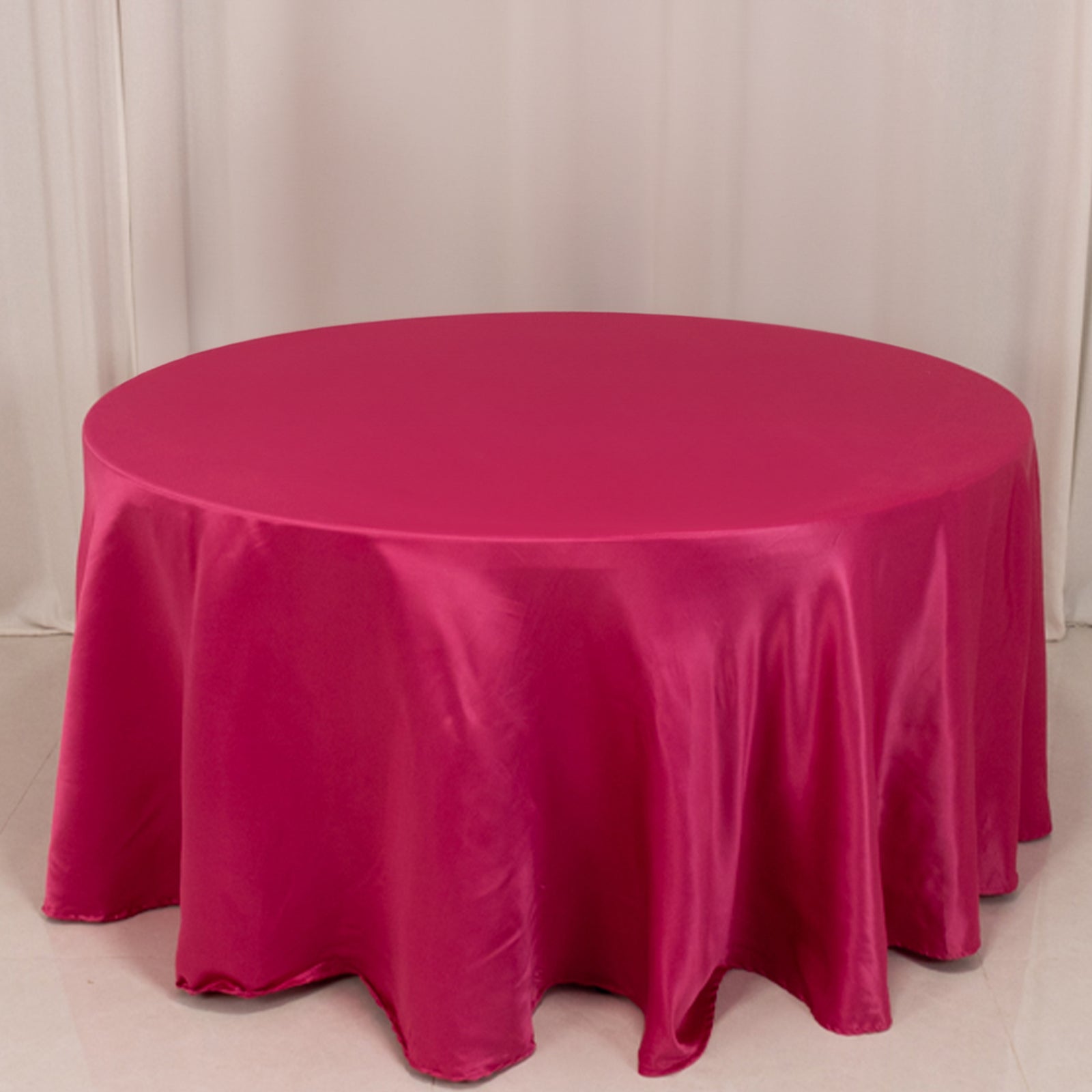Lamour Satin 120 Round Tablecloth Fuchsia - Seamless Table Cover with Soft Tempered Sheen