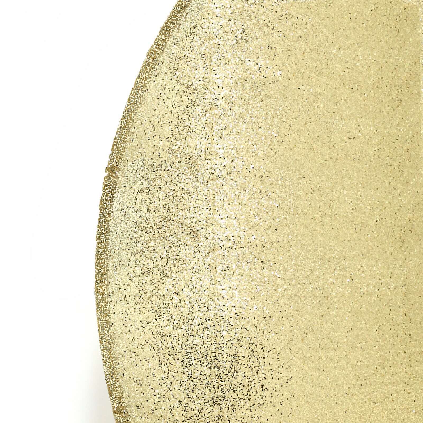 7.5ft Champagne Sparkle Sequin Round Wedding Arch Cover, Shiny Shimmer Photo Backdrop Stand Cover, 2-Sided Custom Fit