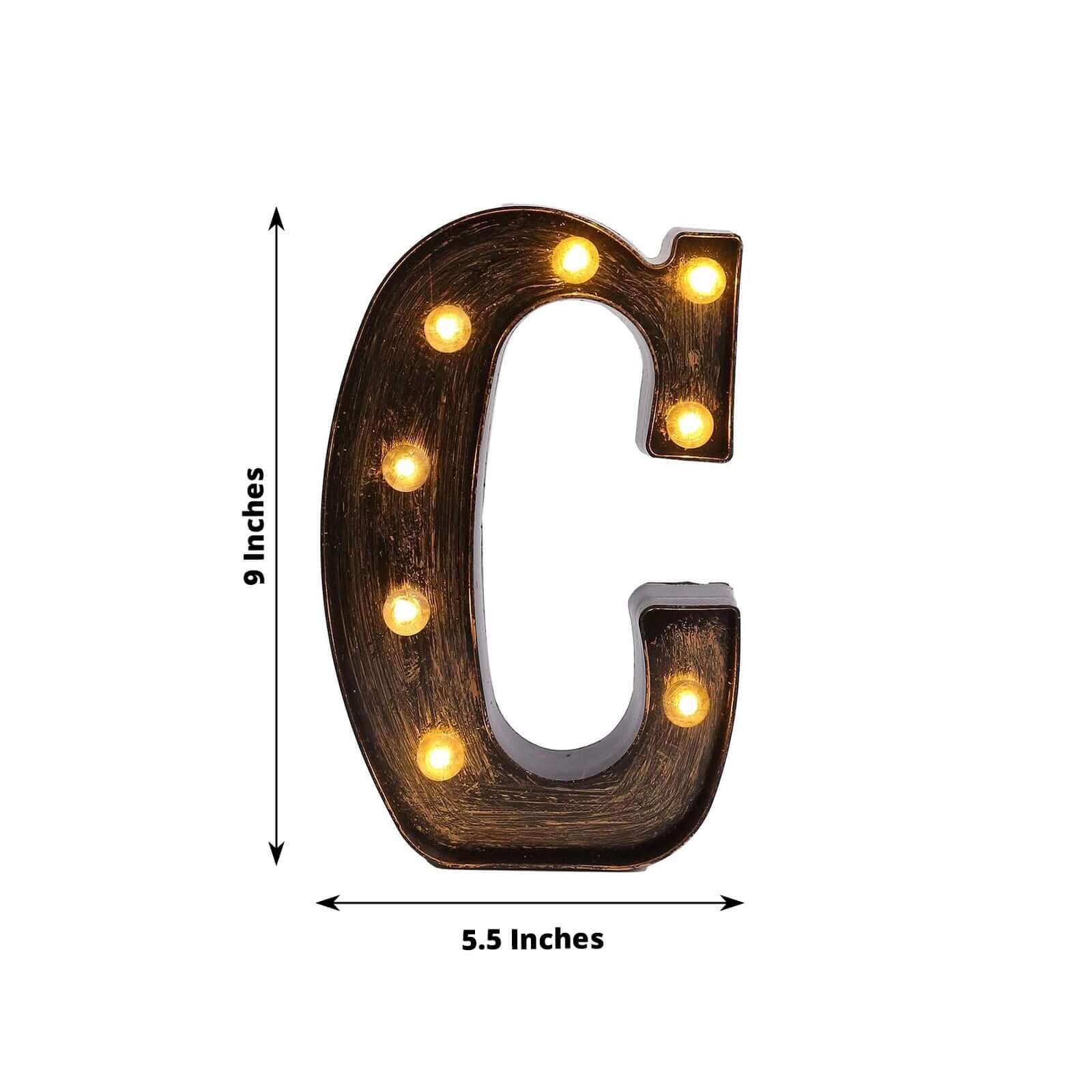 LED Marquee Letter C Industrial Style Antique Black - Light-Up Alphabet Sign for Weddings & Displays 9