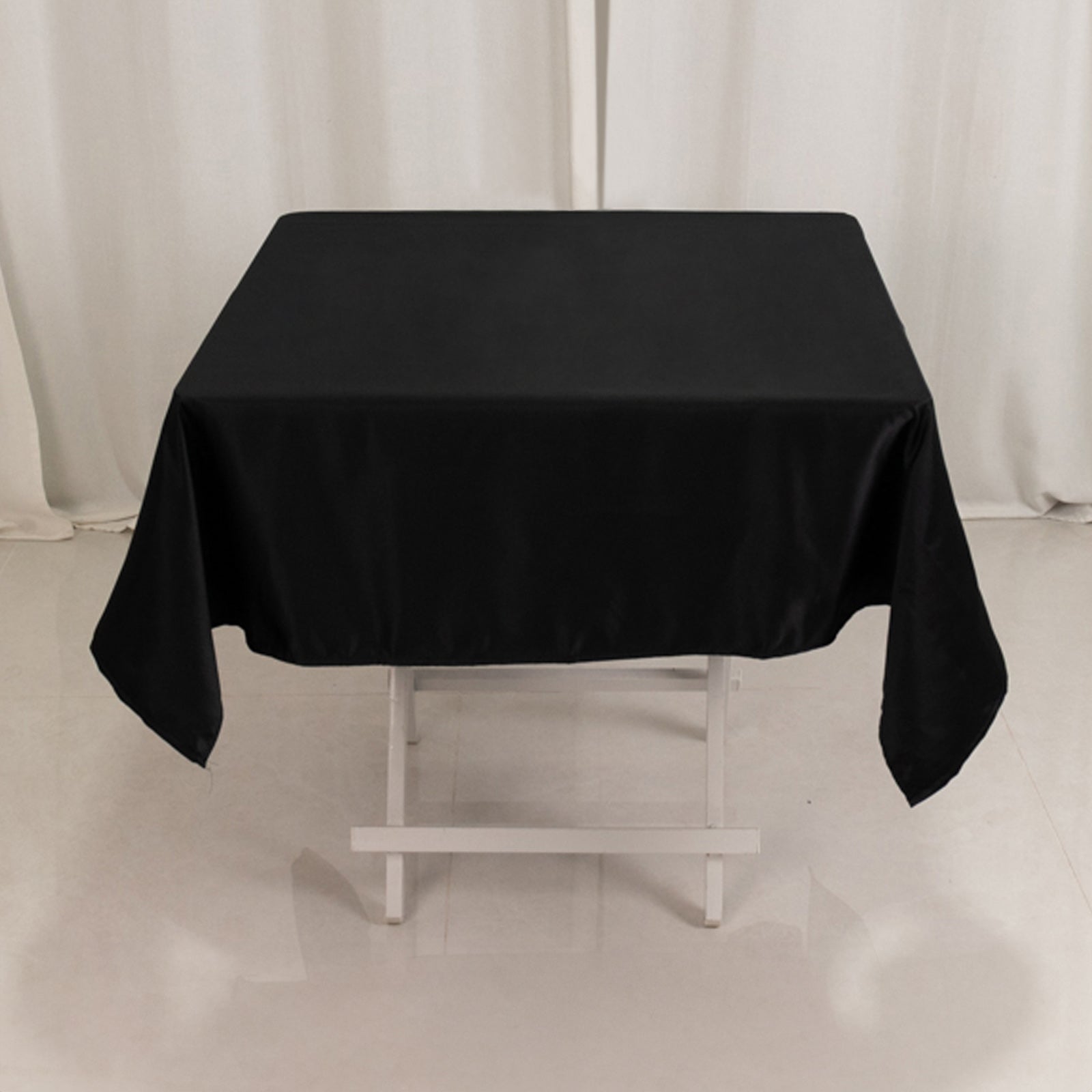 Lamour Satin 54x54 Square Tablecloth Black - Durable & Silk-Like Table Cover for Weddings & Parties