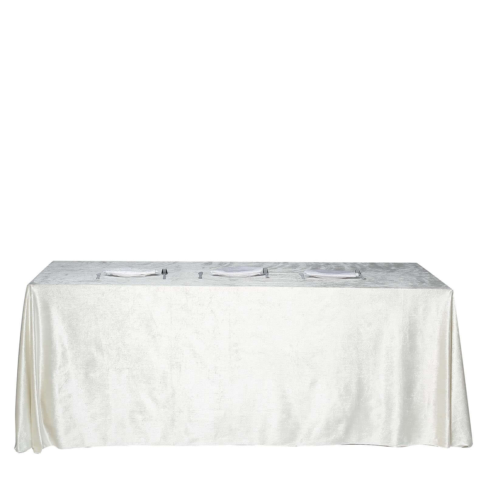 Premium Velvet 90x156 Rectangle Tablecloth Ivory - Reusable Soft & Seamless Table Cover