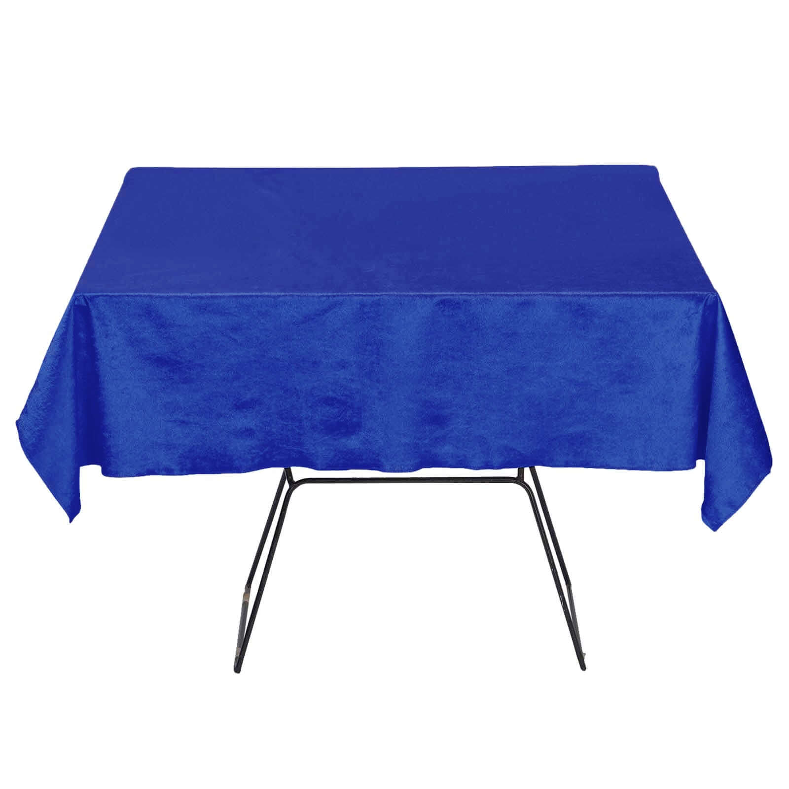 54x54 Royal Blue Seamless Premium Velvet Square Tablecloth, Reusable Linen