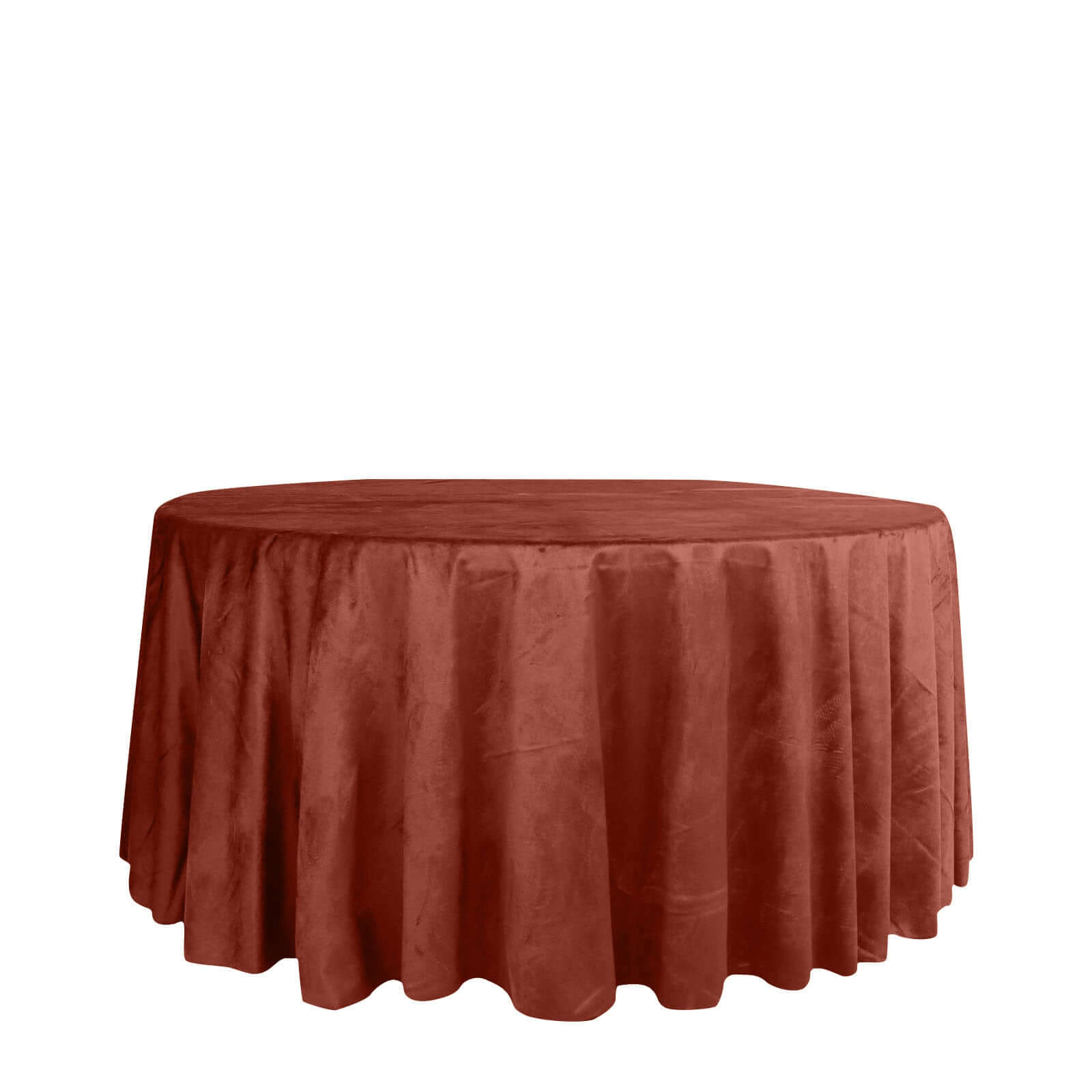 Premium Velvet 120 Round Tablecloth Terracotta (Rust) - Reusable Soft & Seamless Table Cover