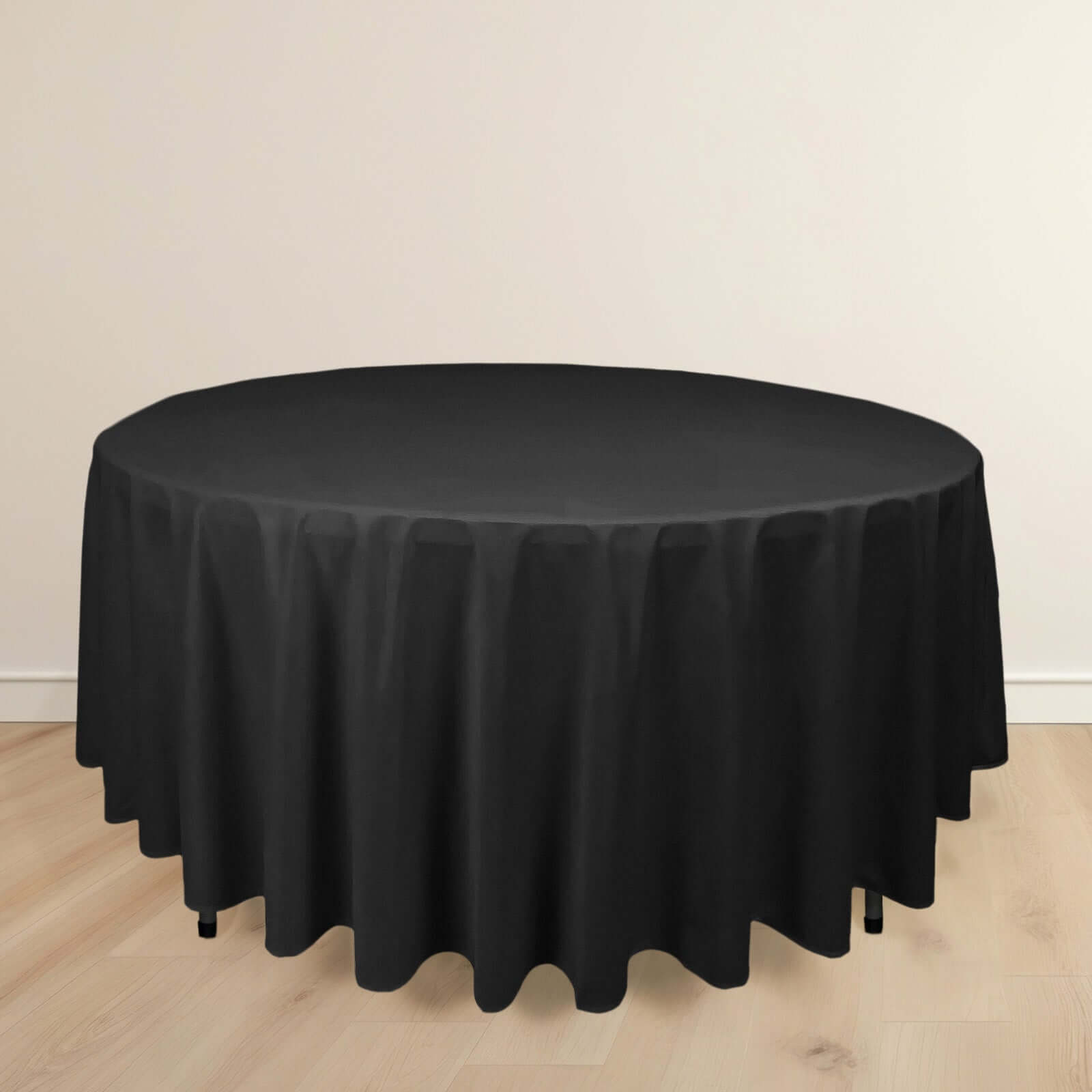 Premium Scuba Round 108 Tablecloth Black - Wrinkle Free & Stain Resistant Table Cover for Exquisite Events